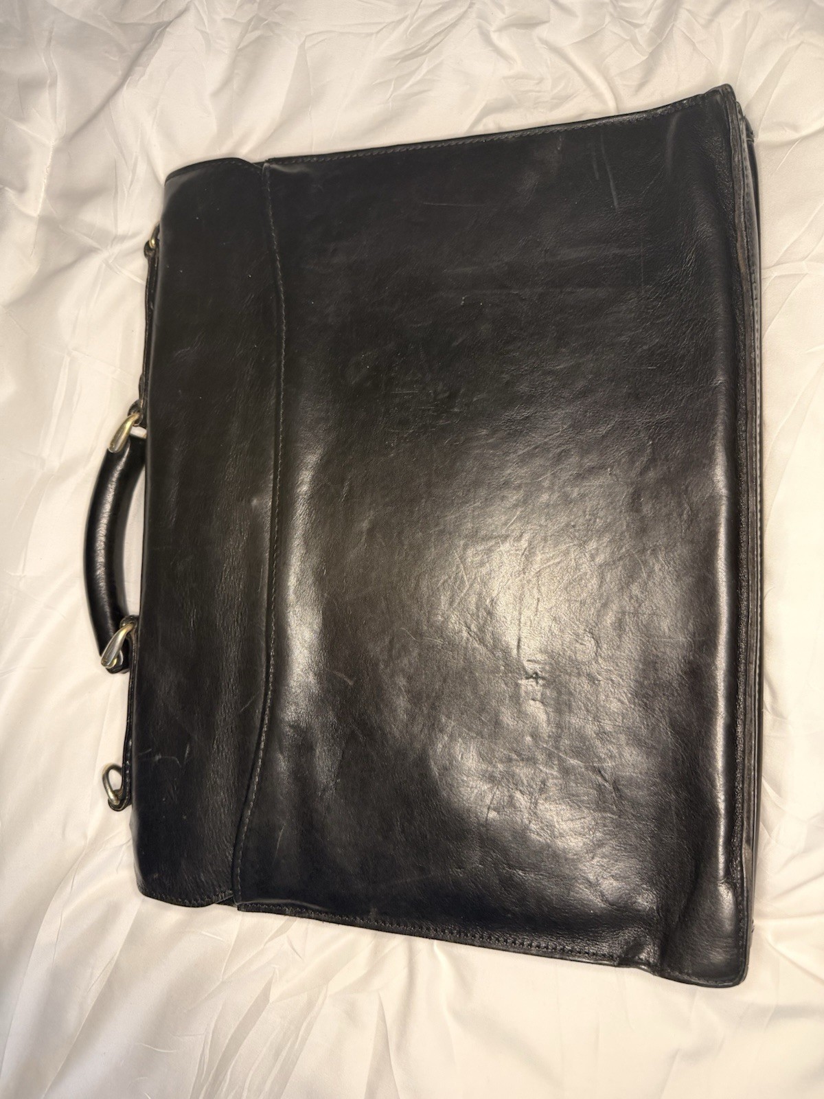 Bosca Men’s Black Briefcase/Document Case Push Lock Zip Inner Pockets Top Handle