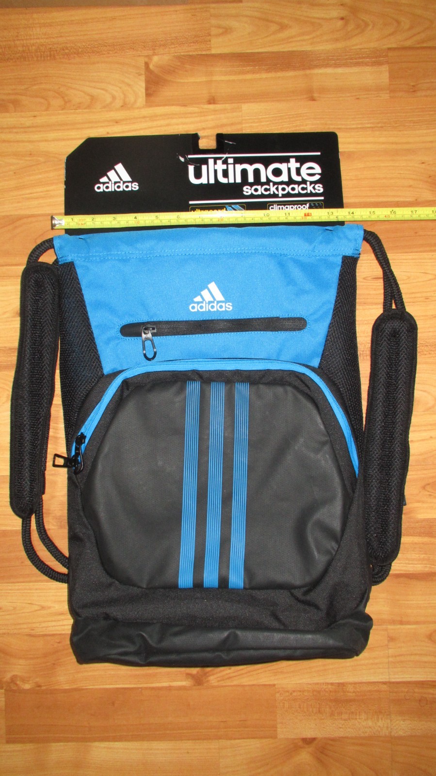 Adidas Ultimate Menace Sackpack Black/Solar Blue, New with Tags