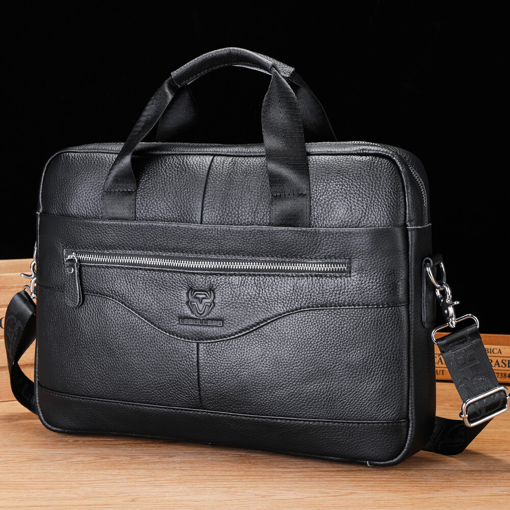 Vintage Genuine Leather Men Business Briefcase Casual Daily Office Travel Laptop