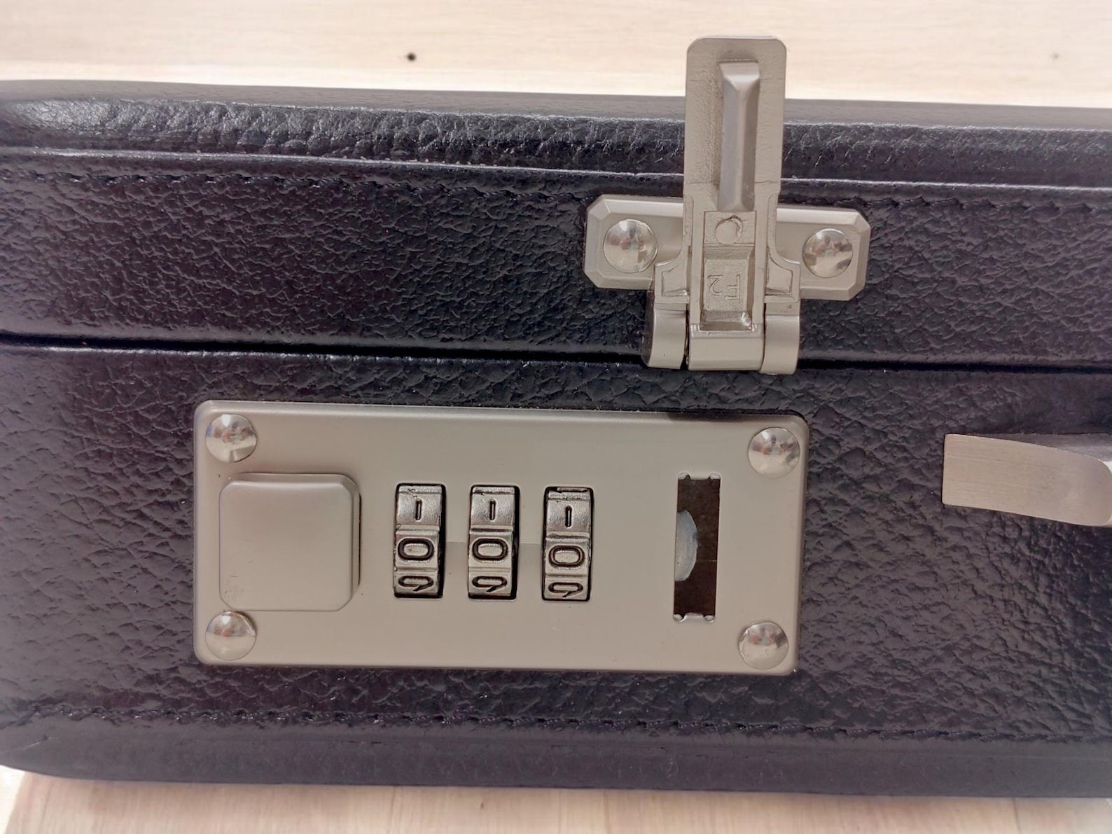 Genuine Leather Attache Briefcase, Structured Hard Case, Dual Combination Locks