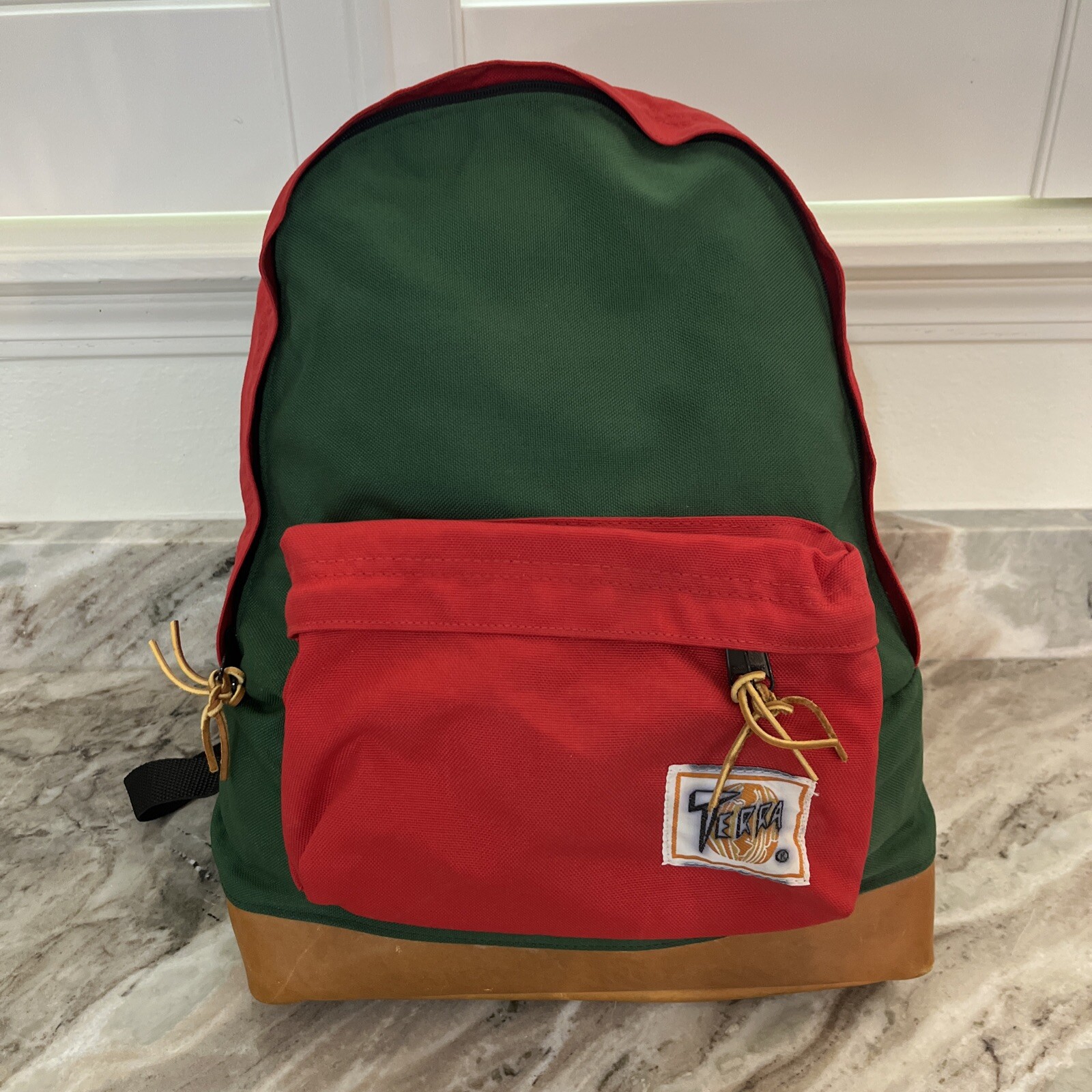 TERRA Canvas Color Block & Leather Bottom TerraPax School Travel Backpack