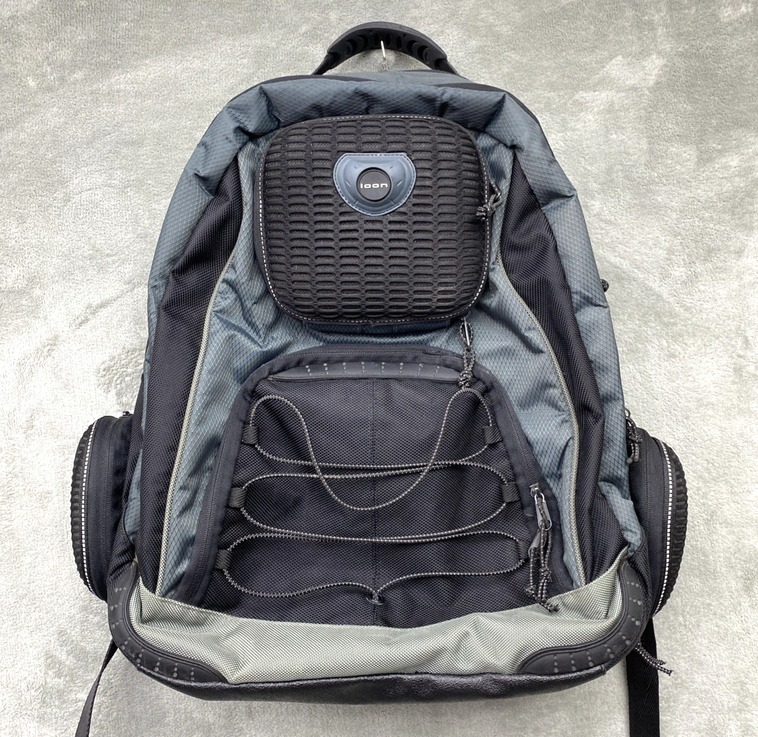 ICON Motorsports Motorcycle Large Backpack – Black/Blue/Gray – BP 50DGT-BLK