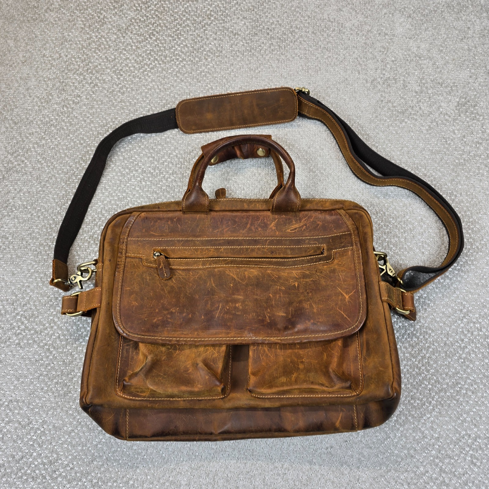 KATTEE Men’s Genuine Leather Brown Satchel Shoulder Bag Laptop