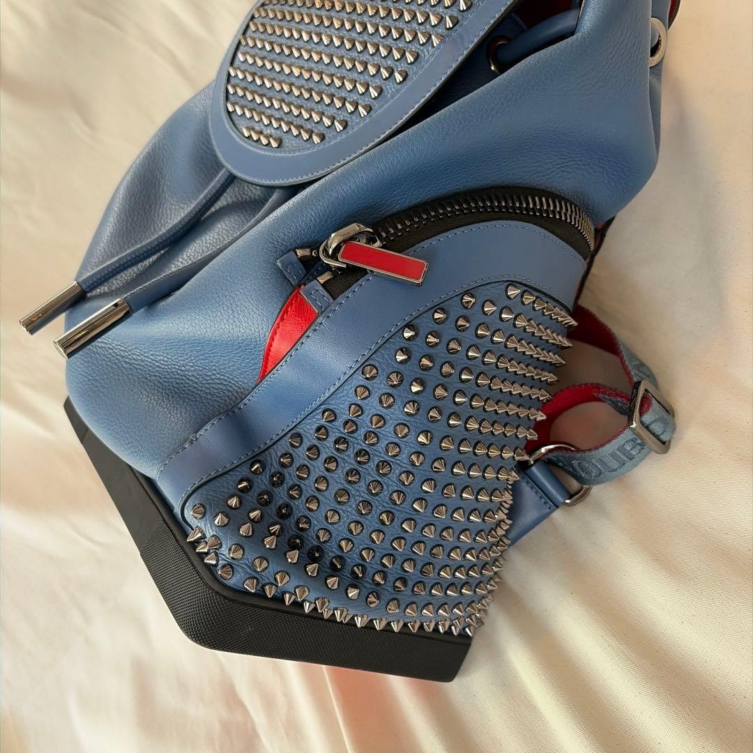Christian Louboutin Explorafunk Authentic Backpack Shoulder Bag Blue Studs Men’s