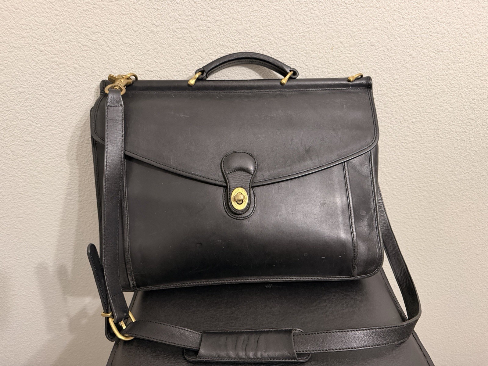 Vintage Leather Briefcase Messenger Bag