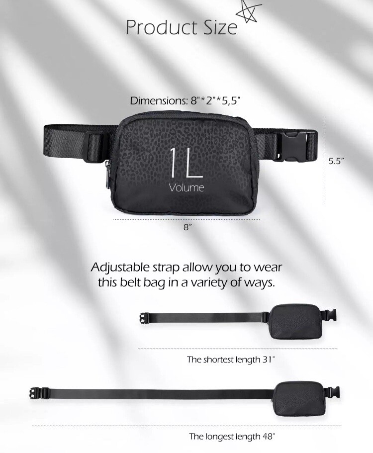 Unisex Mini Belt Bag with Adjustable Strap Pattern Small Fanny Pack for Black