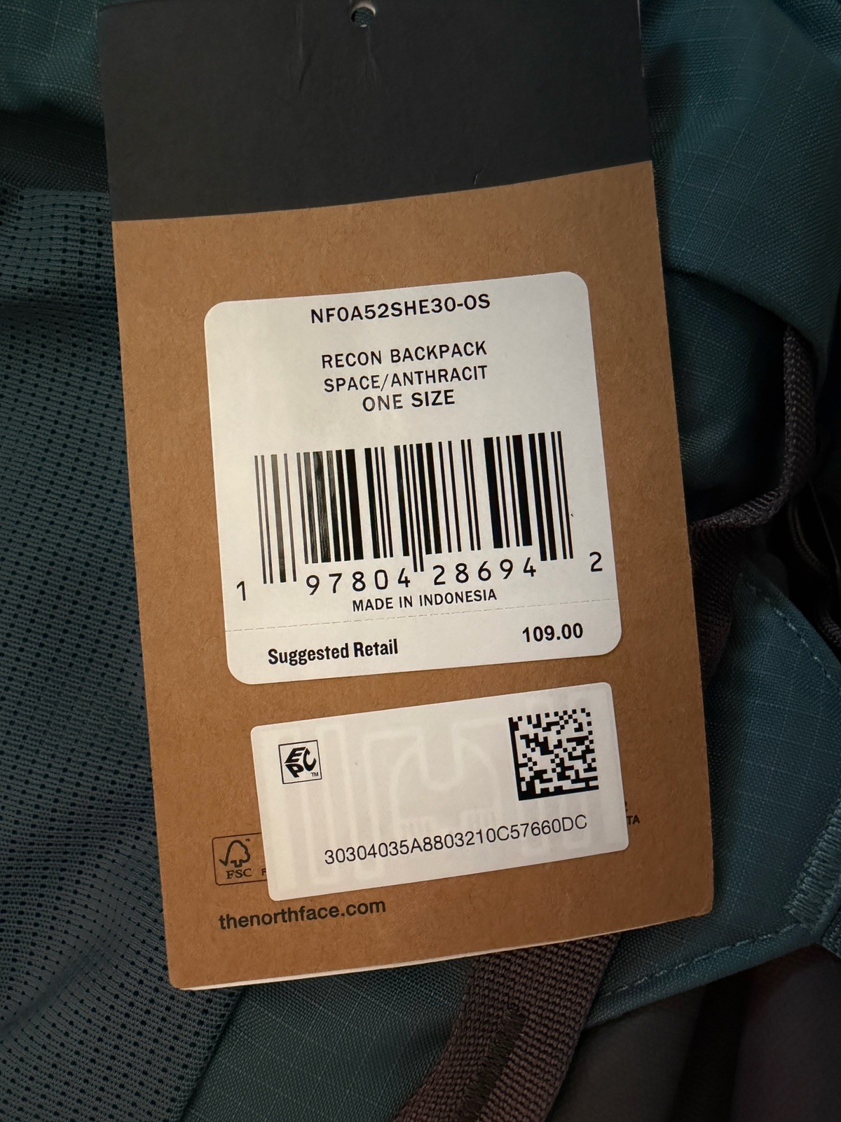 The North Face Recon Backpack Space Anthracite One Size NF0A52SHE30 NWT