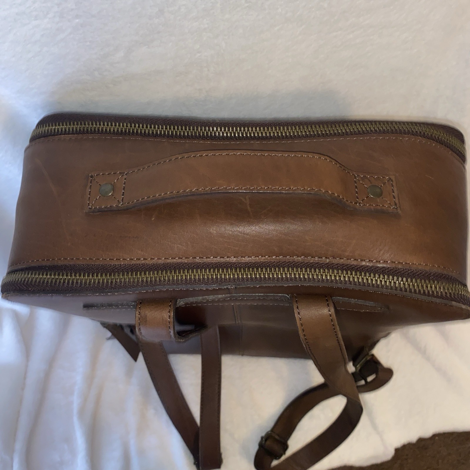 Westward Rancher “Concealed Carry” Genuine Brown Leather Rectangular Backpack.