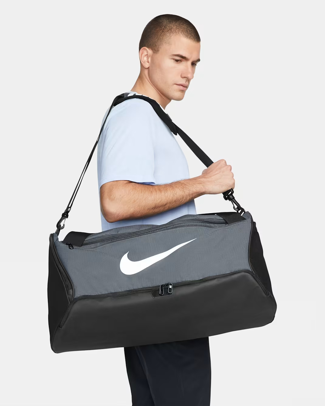 Nike Brasilia 9.5 DH7710-068 Unisex OS Gray Black Training Duffel Bag FLW099