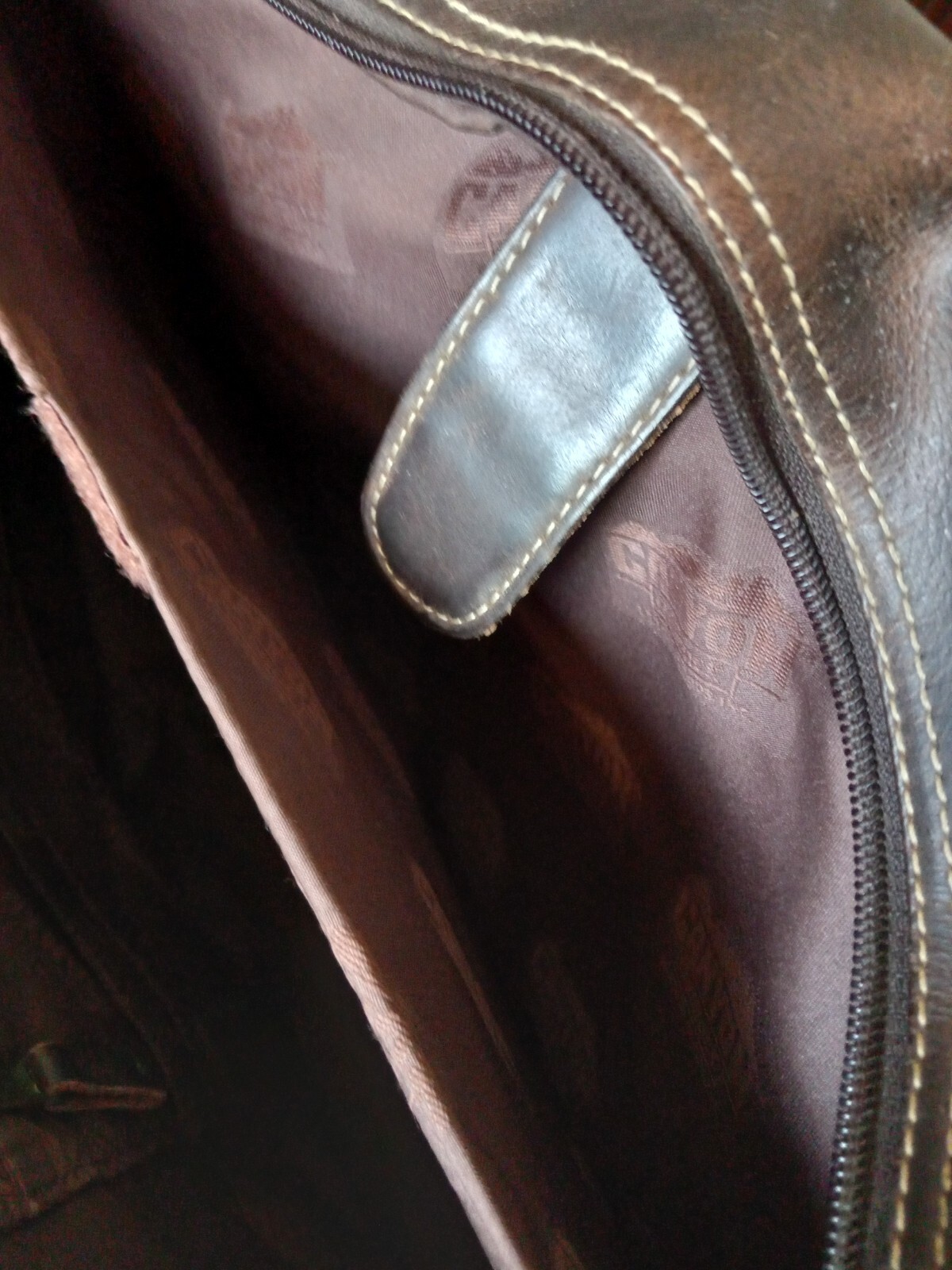Leather Briefcase Bag Canyon Outback Brown Large Vintage India