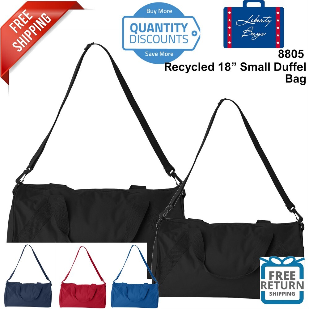 Liberty Bags Recycled Small Duffel Gym Bag zippered main area 8805 18x10x10
