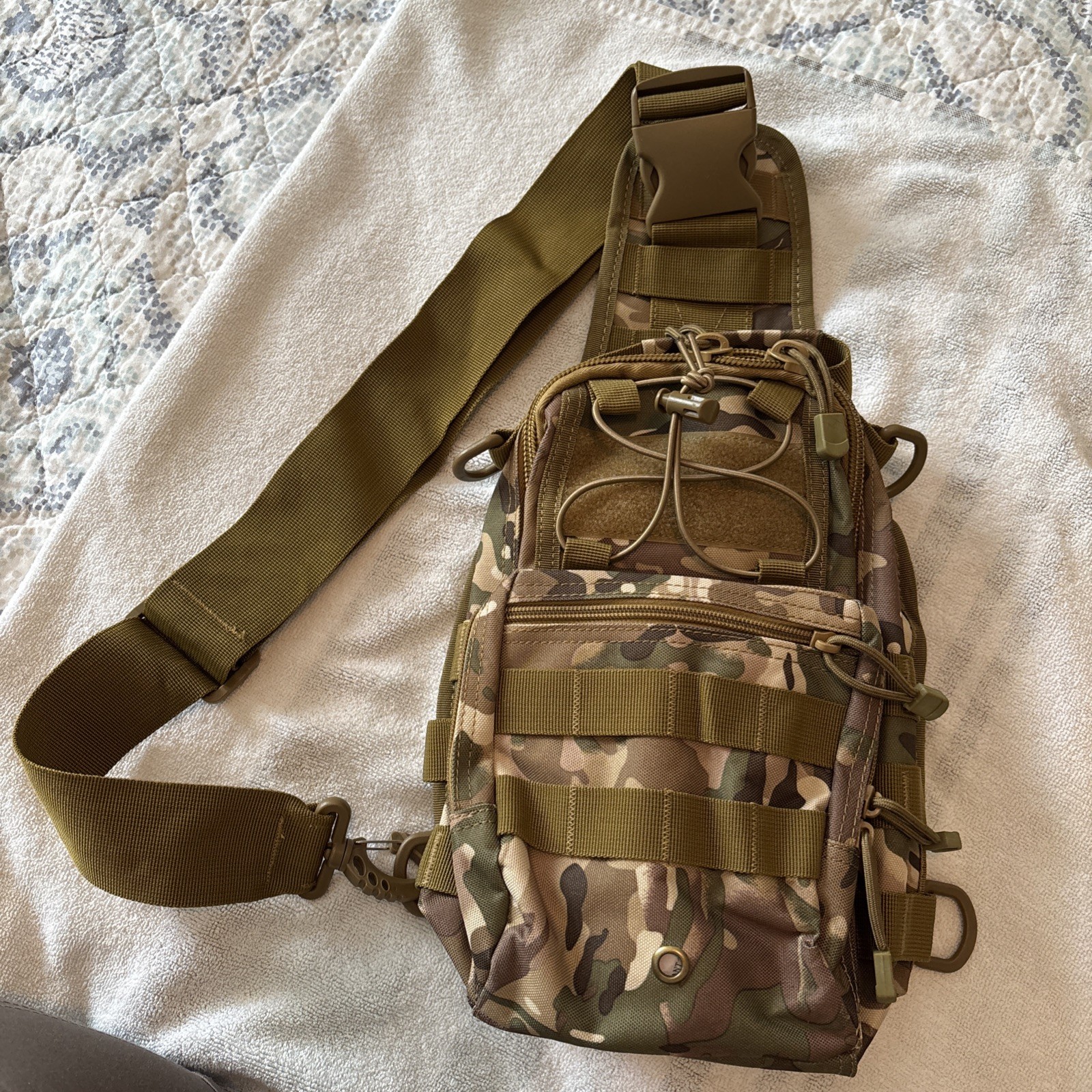 G4free Multi Cam Green Camo Tactical Sling Bag Molle System Zip Close NWOT