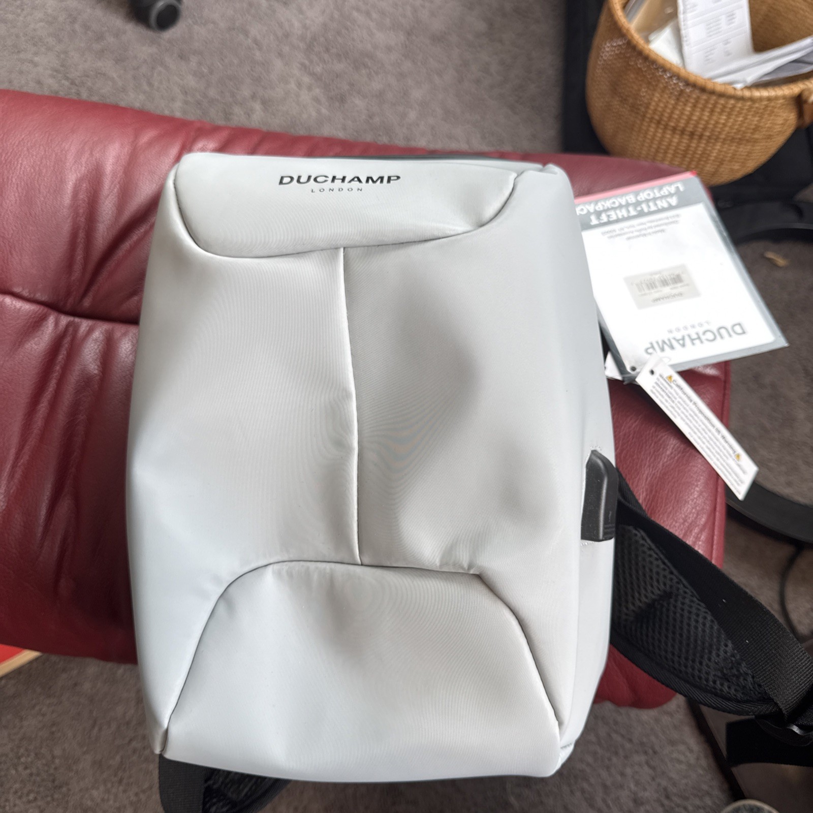 DUCHAMP LONDON Anti-Theft Laptop, Tablet Backpack Sleek Blue/ Gray Design, USB