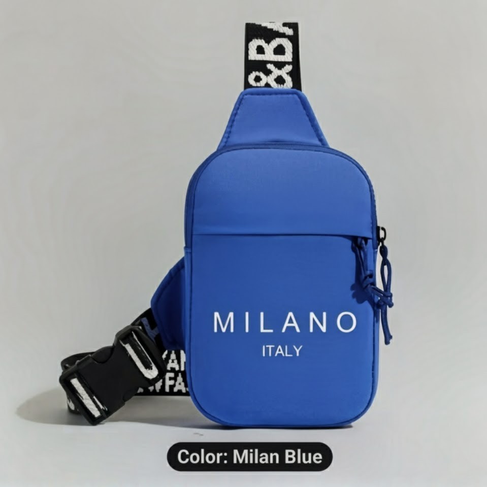 WAIST BACK MEN’S BELT BAG-BOLD 80S RETRO STYLE -BLUE