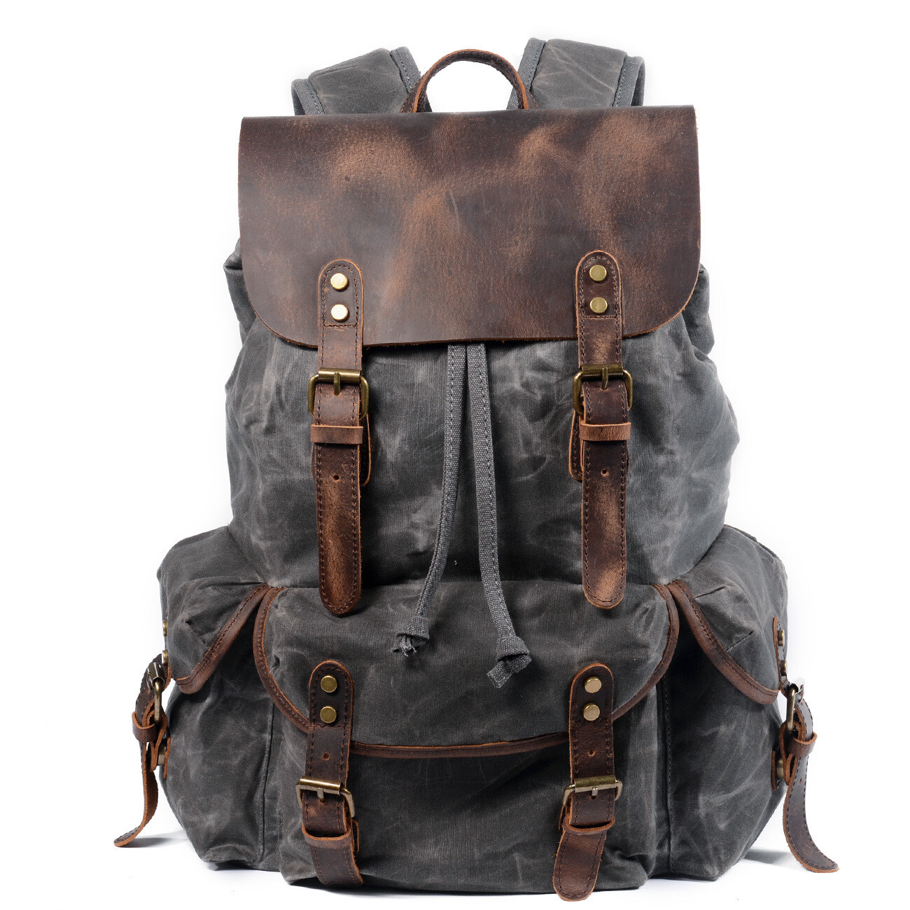 Vintage Waxed Canvas Backpack Men Women Travel School Bookbag Laptop Rucksack