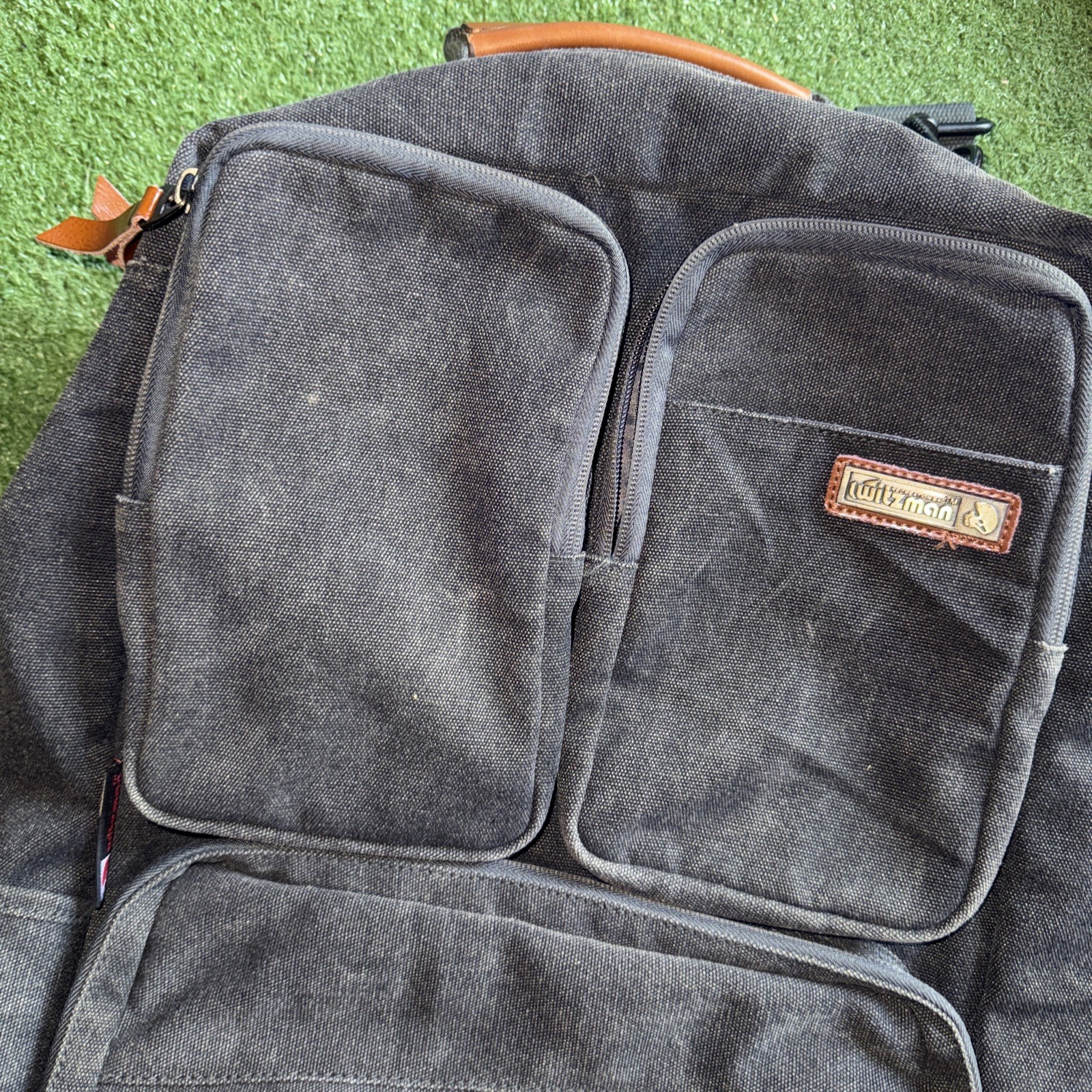 Witzman Canvas Laptop Backpack Travel Bag Brown Leather