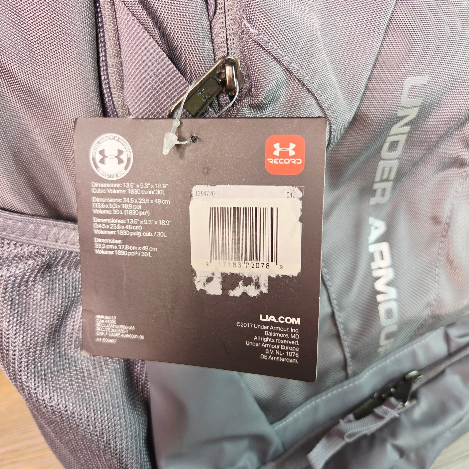 Under Armour Hustle 3.0 Backpack Gray Laptop Bag School Sports Gym NWT 30L New
