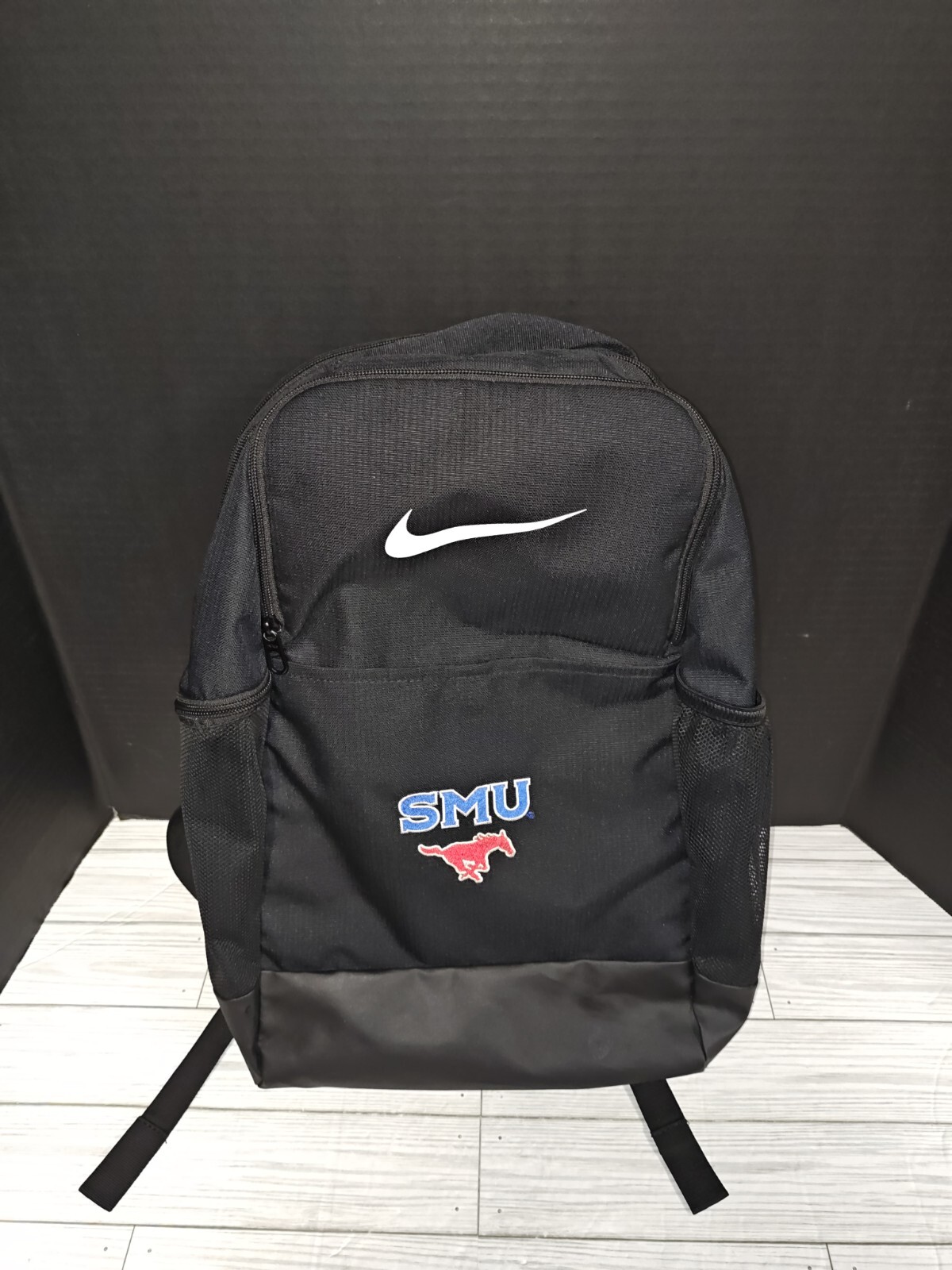 Nike SMU College School Pride Travel Black Backpack Red Mustang Embroidery Rare