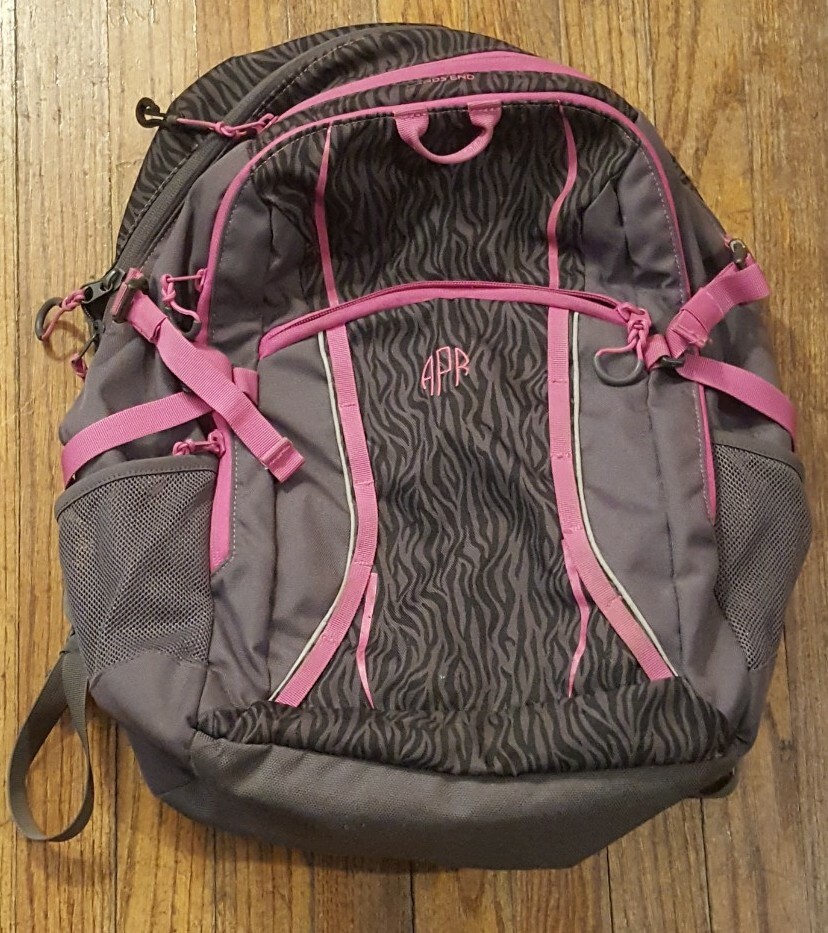 Lands End Womens Backpack ClassMate Geometric Safari Jungle Purple Gray