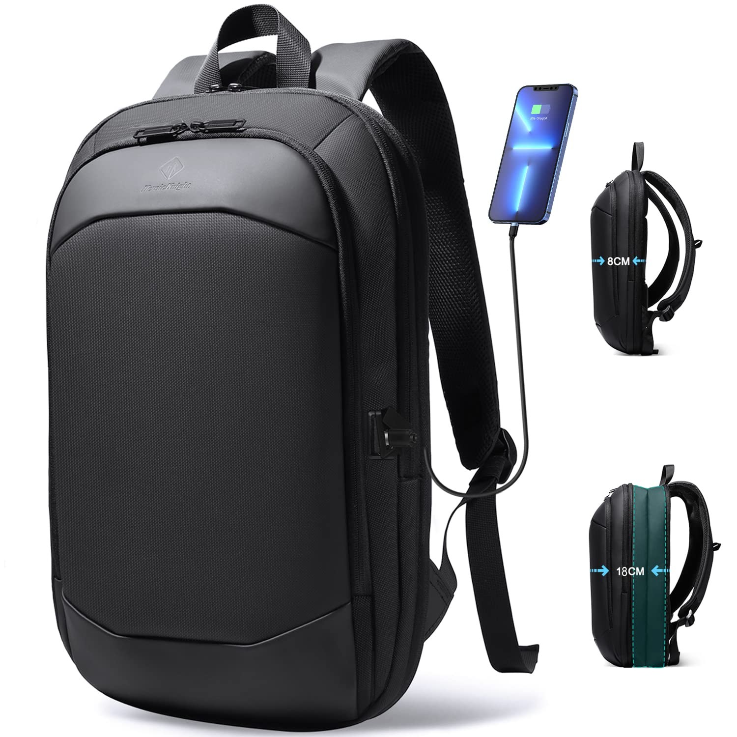Business Backpack for Men 17 Inch,Slim & Expandable Waterproof Travel Black