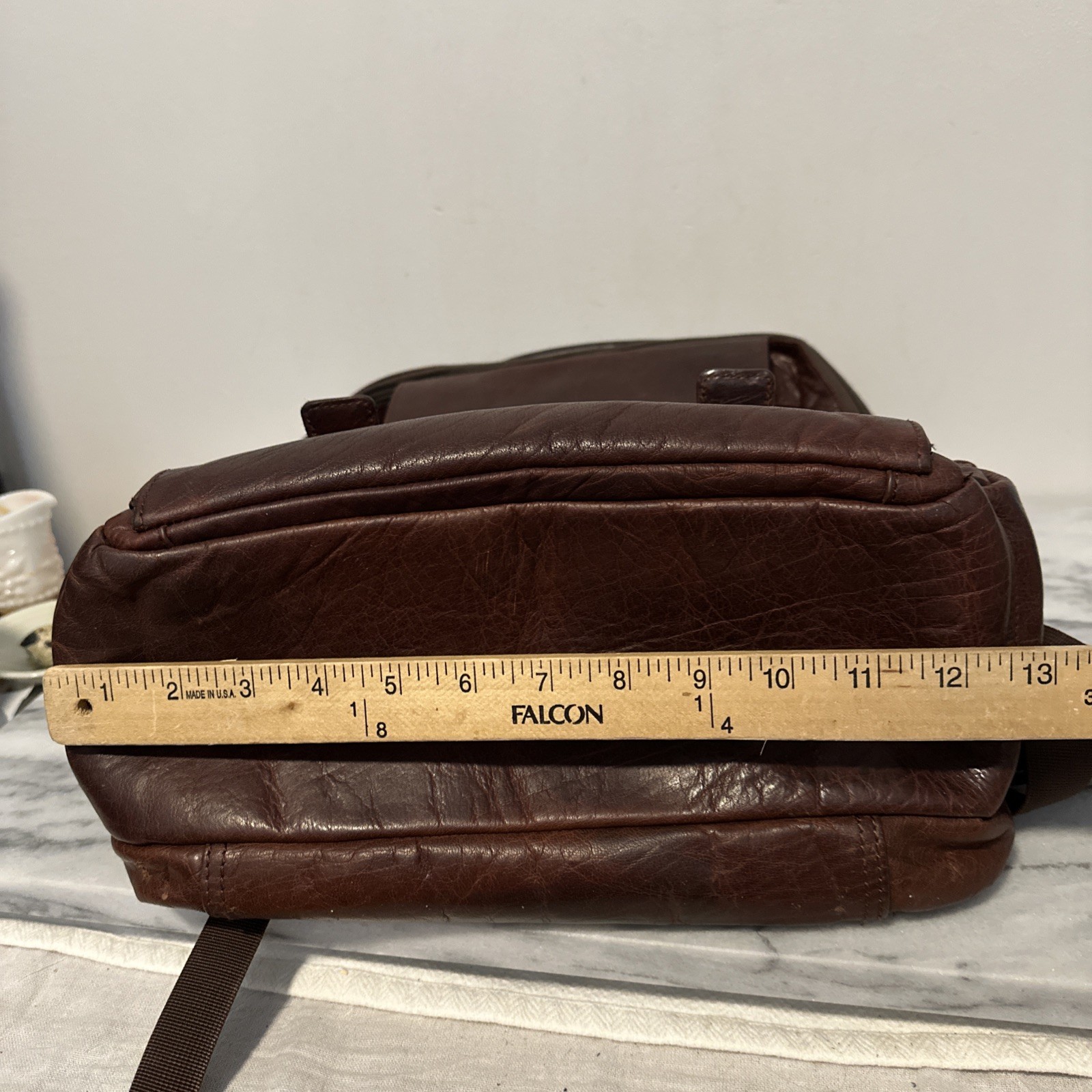 Mancini Buffalo Leather Backpack 15.6″ Laptop Bag Brown Front /side Pockets RFID