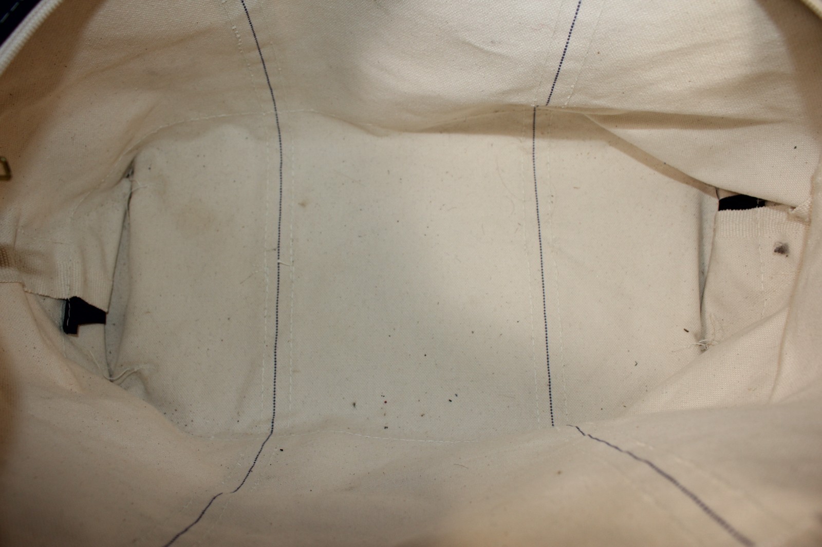 LL Bean Boat & Tote Bag Blue/Ivory Zip Top Made in USA Embroidered Logo 17″