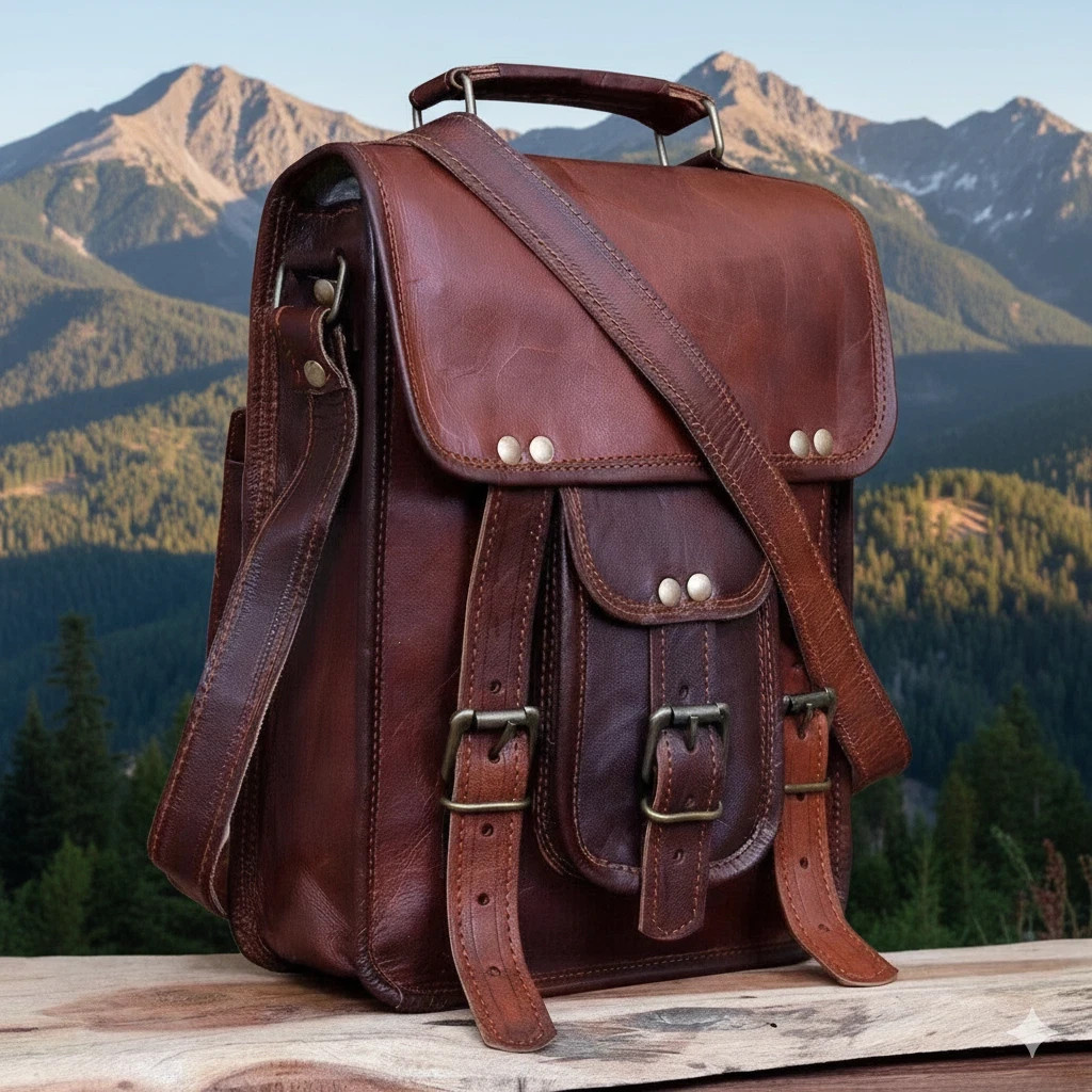 Pro Max Leather Messenger 15” Satchel Crossbody Vintage Bag Brown