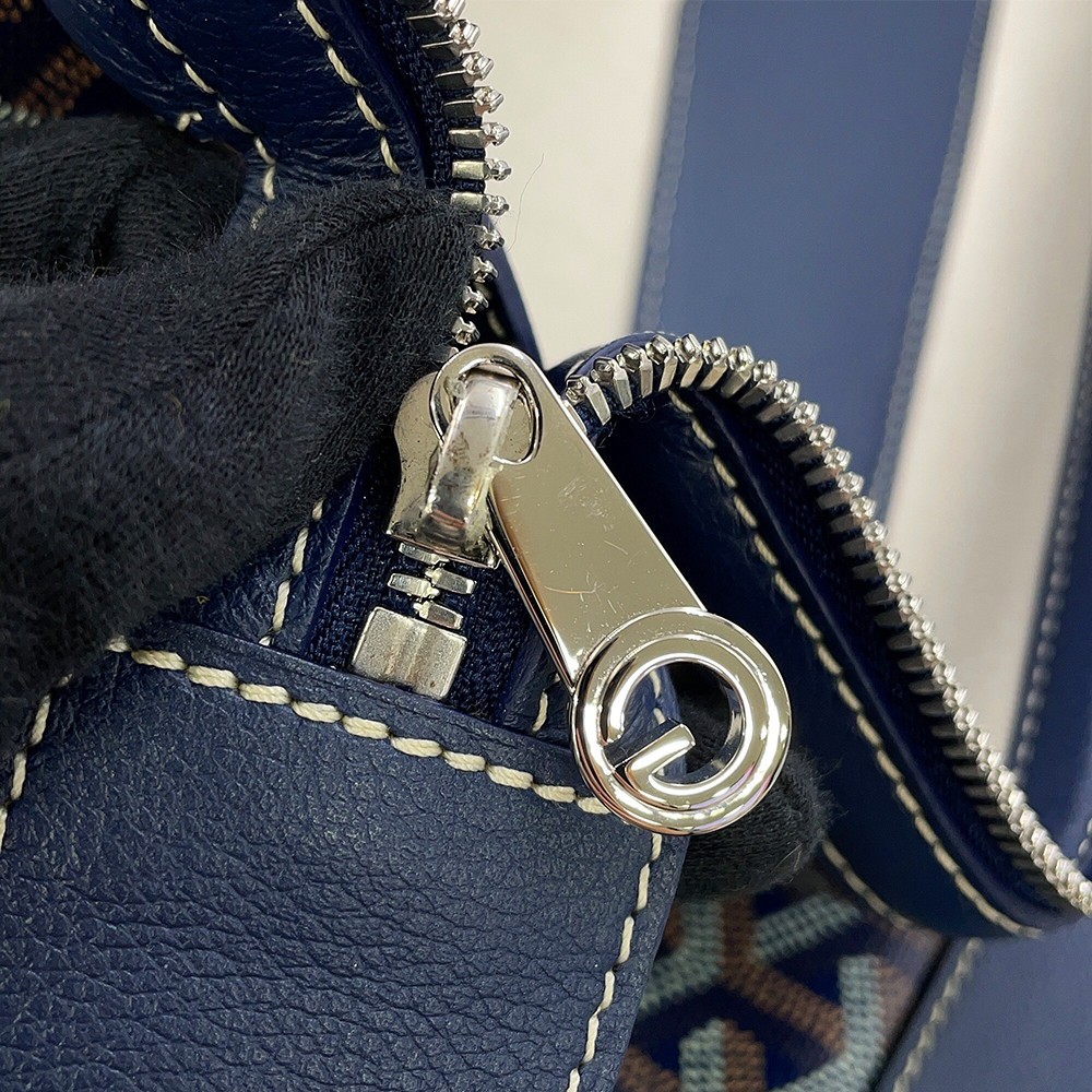 GOYARD Sisal Bread Backpack PVC/Leather Navy Blue CISALPMMLTY12CL12P