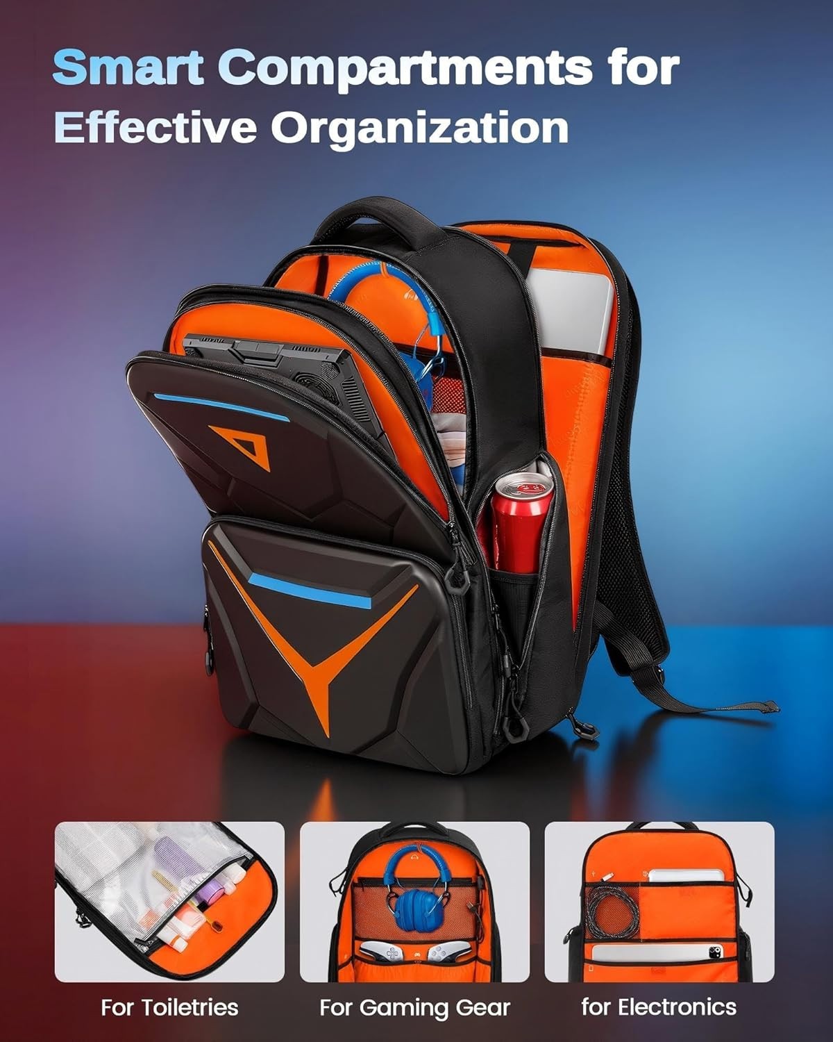 Hard Shell Gaming Backpack for Men, Waterproof Extra Large Laptop Backpack