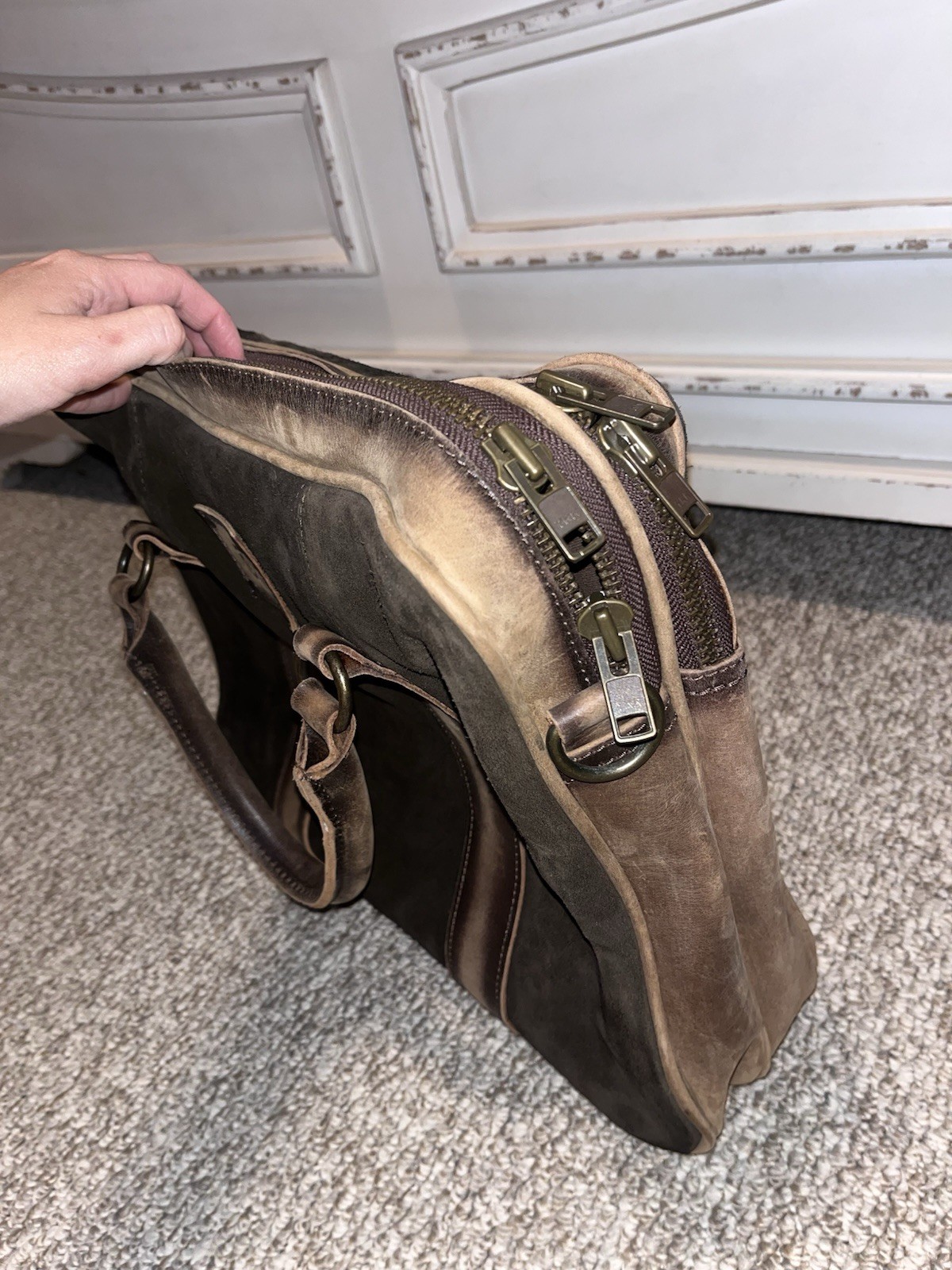 STS Ranchwear Brown Leather Briefcase Style Bag