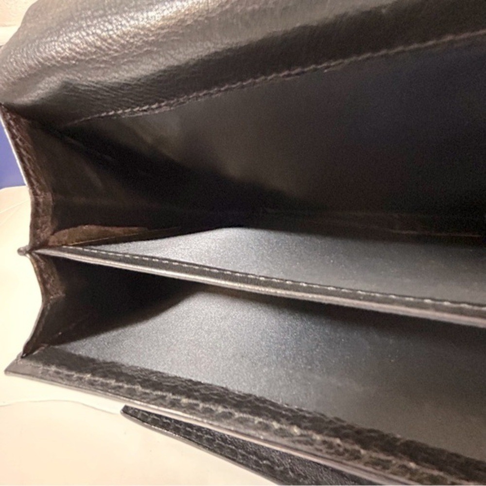 Levenger Black Full Grain Leather Shoulder Messenger Bag Briefcase From Spain
