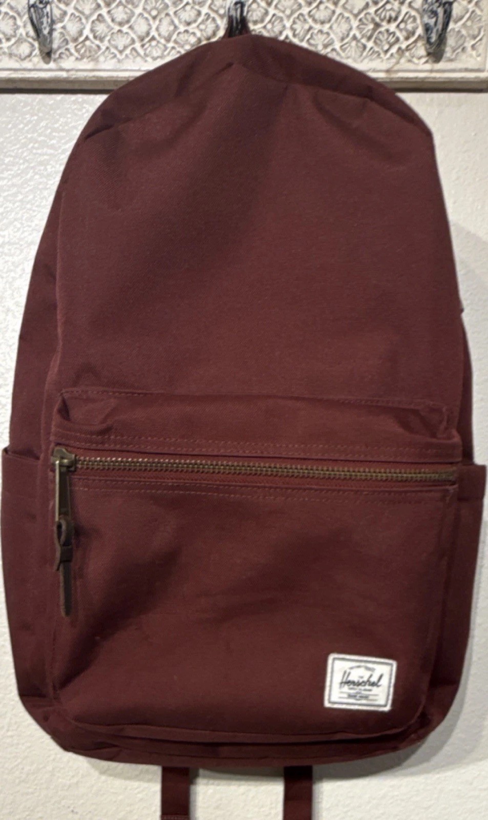 Herschel Dark Maroon Backpack Zip Closure Inner Pockets Casual Travel