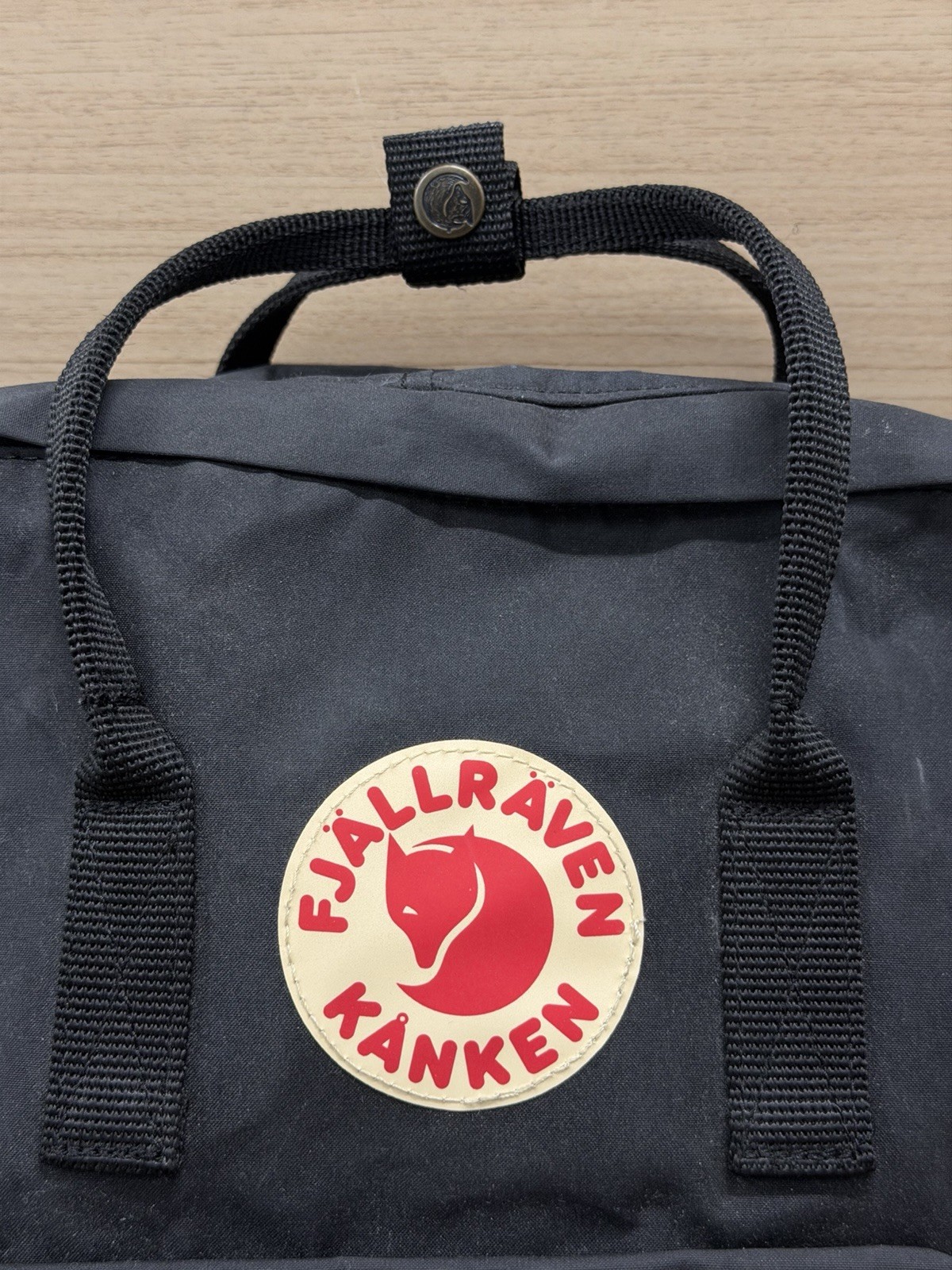 Fjallraven Kanken Backpack Solid Black Regular Large Vintage Bookbag Excellent
