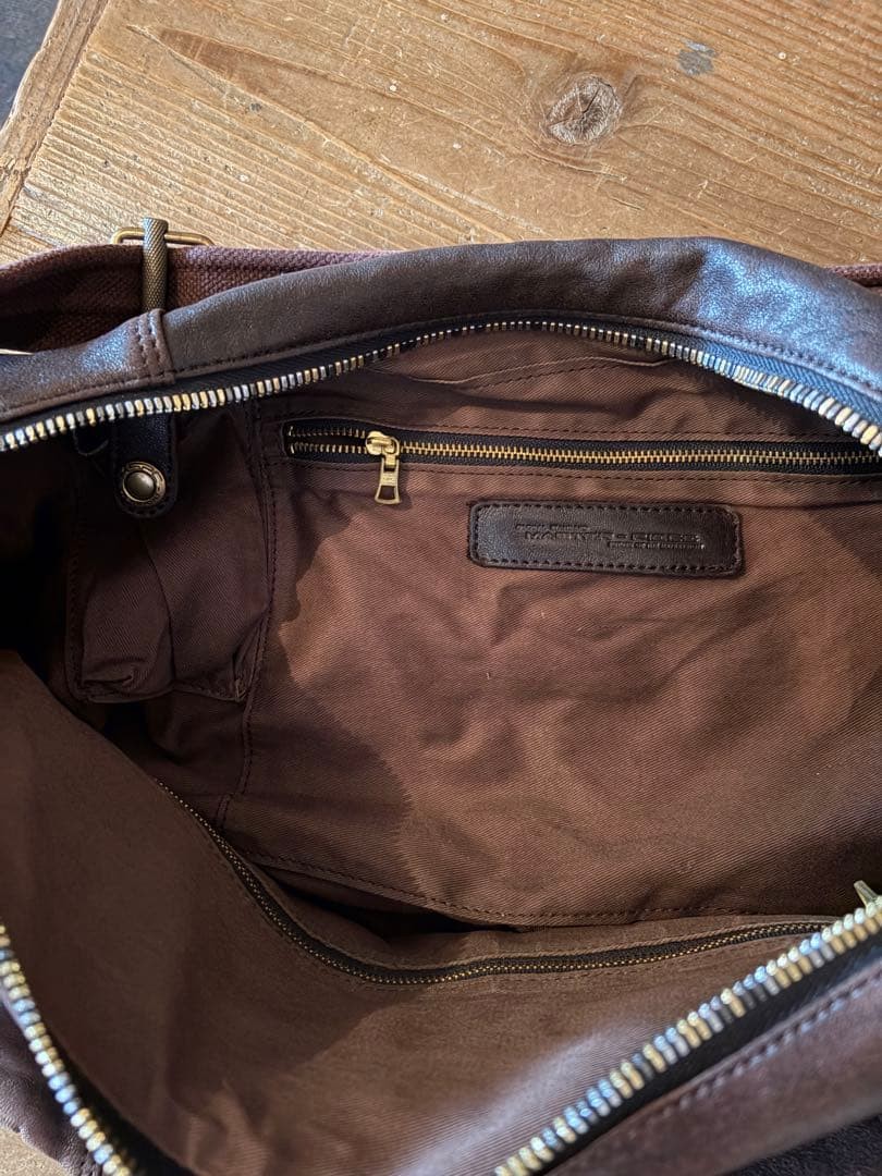 Master-piece Leather Shoulder Bag Brown Vintage Japan 45x28cm (18x11in)