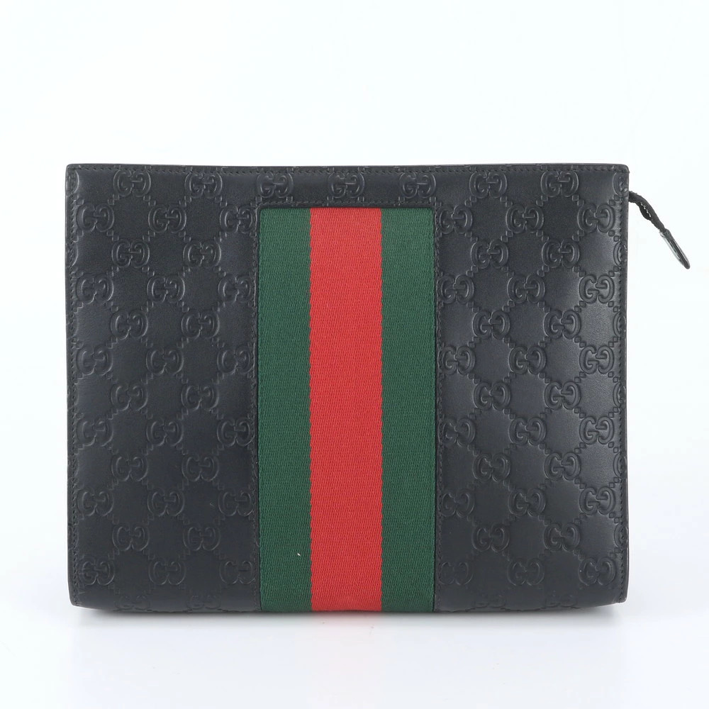 Gucci Sherry Line Leather Shoulder Bag Black 25cm x 21cm Excellent Condition