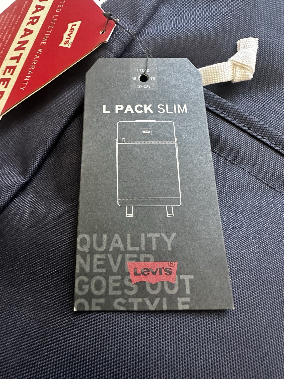 Levis Backpack L Pack Slim Navy Blue Zipper Pockets 22 Liter NWT
