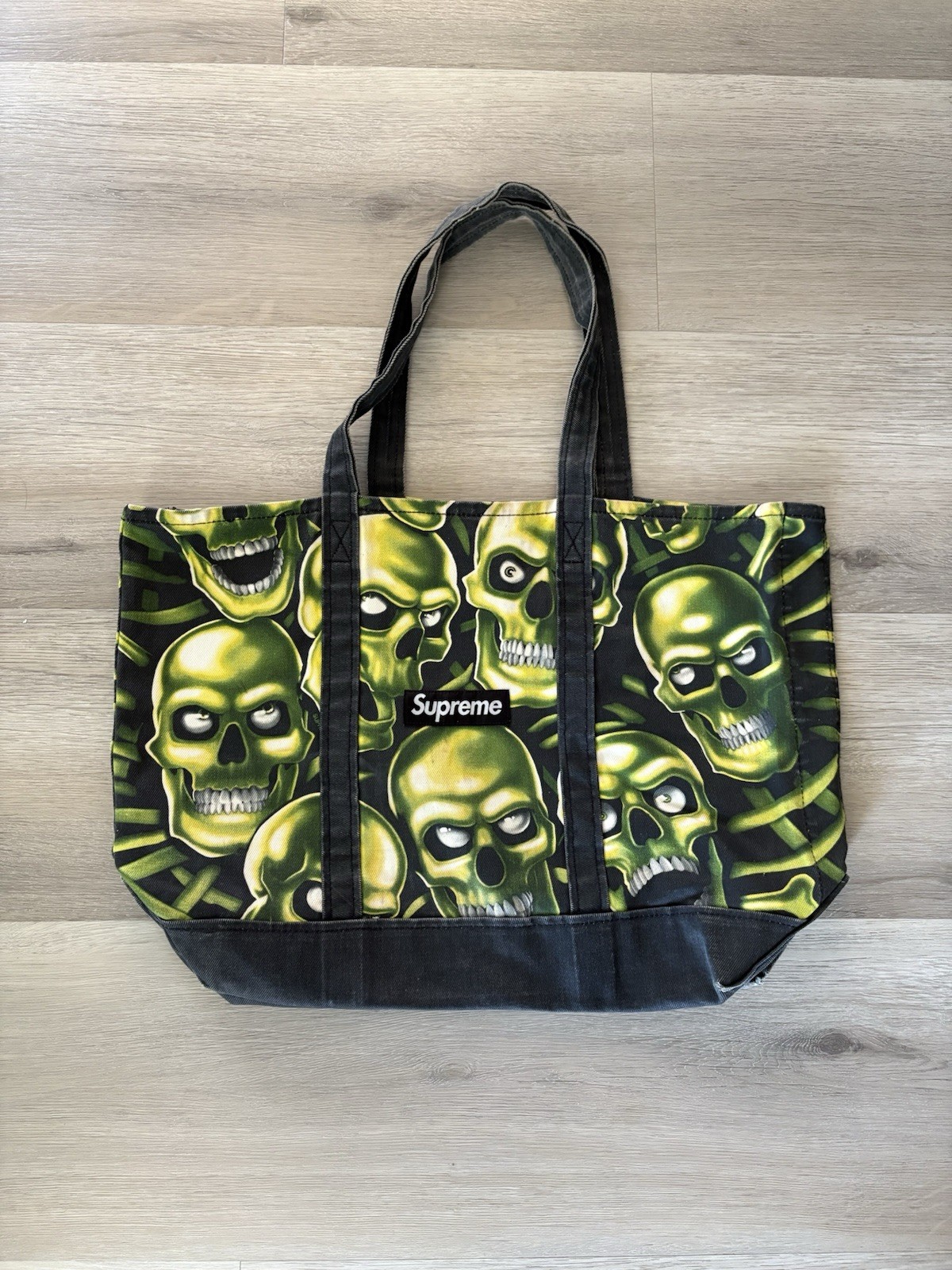 Supreme Skull Pile Tote Bag SS18 Black Green Backpack Liquid Blue Canvas