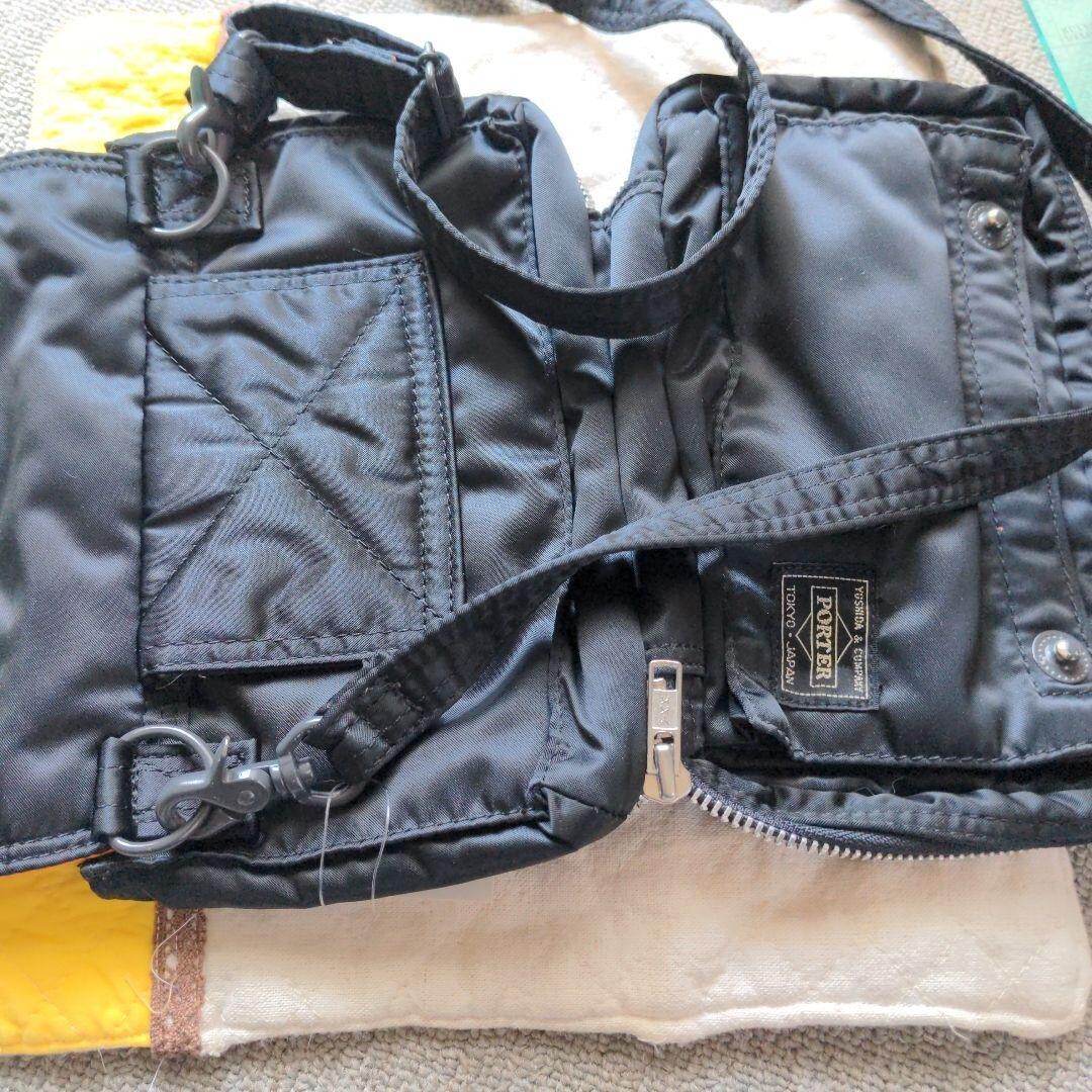 PORTER Black Nylon Flap Button Sacoche Shoulder Bag Yoshida Japan Men`s