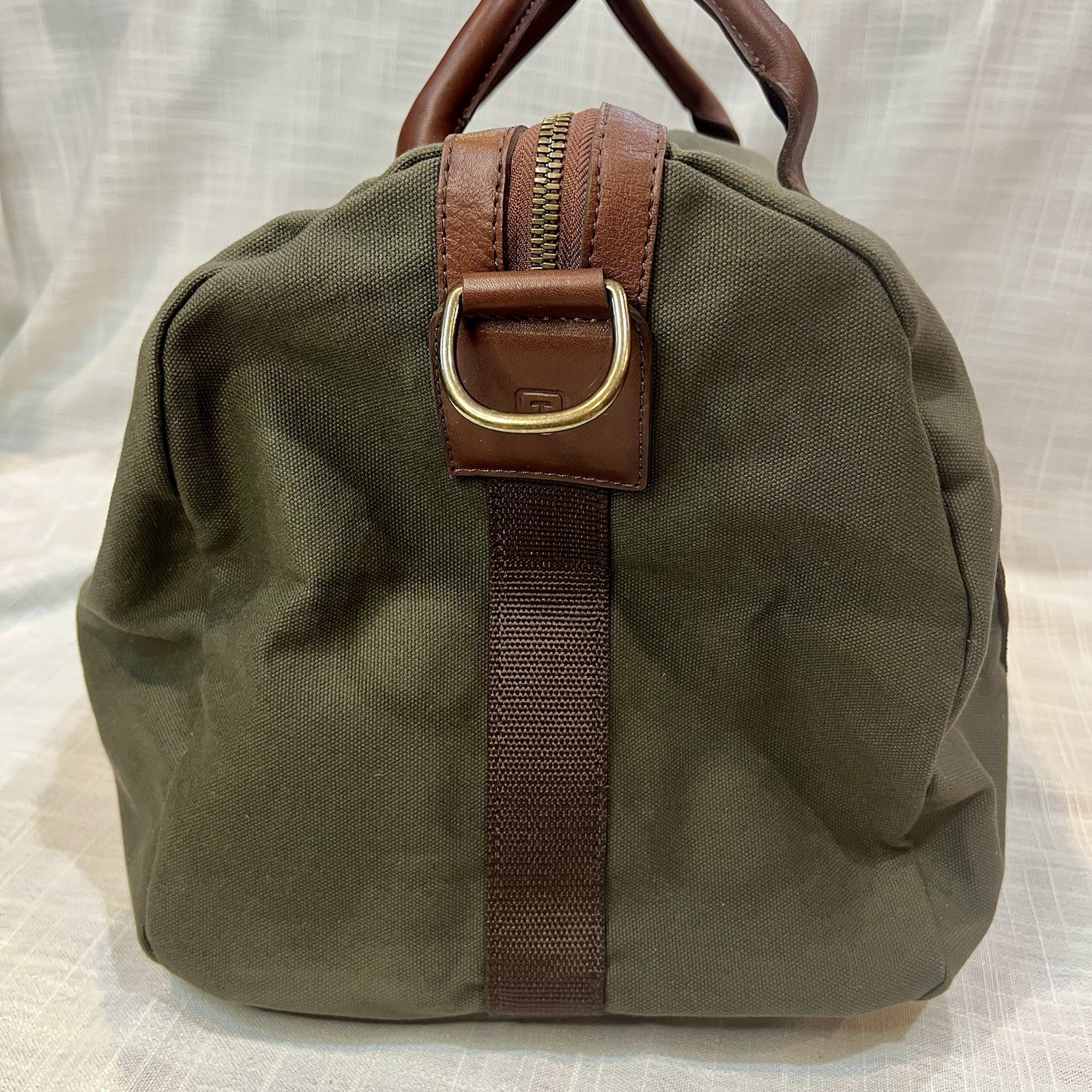 Tecovas Large Olive Green Canvas Duffle Bag Weekender Canvas and Leather w/Strap