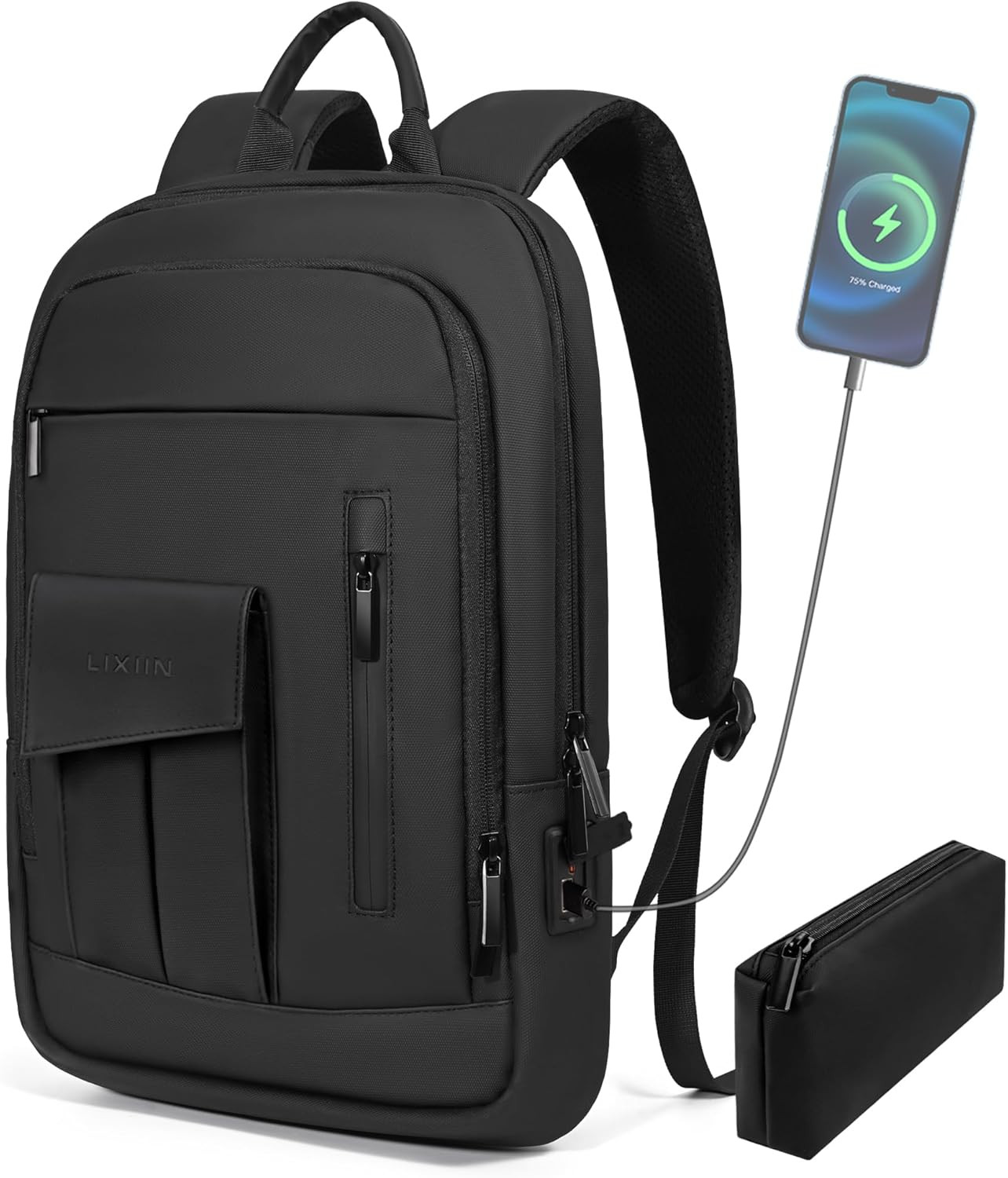 Business Backpack for Men Slim Lightweight Laptop Backpack Water Resistant Small