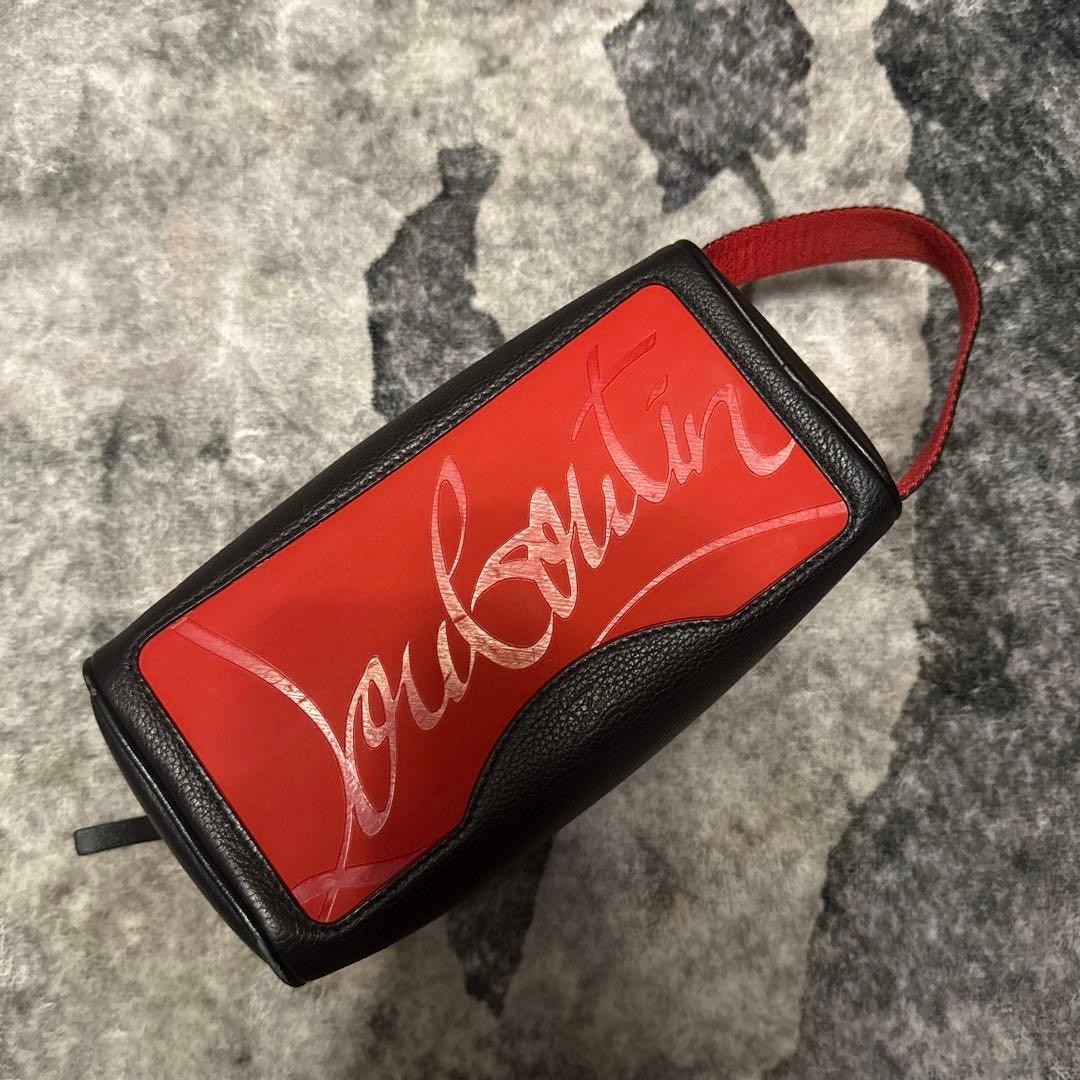 Christian Louboutin Auth Red Black Clutch Second Bag Logo Handbag Zipper Men’s