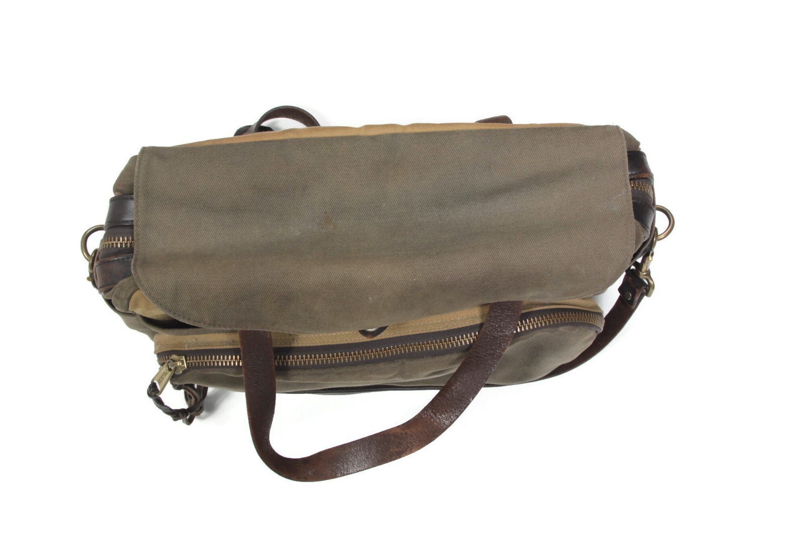 Filson Rugged Twill Original Briefcase Bag with Leather Strap Olive Green