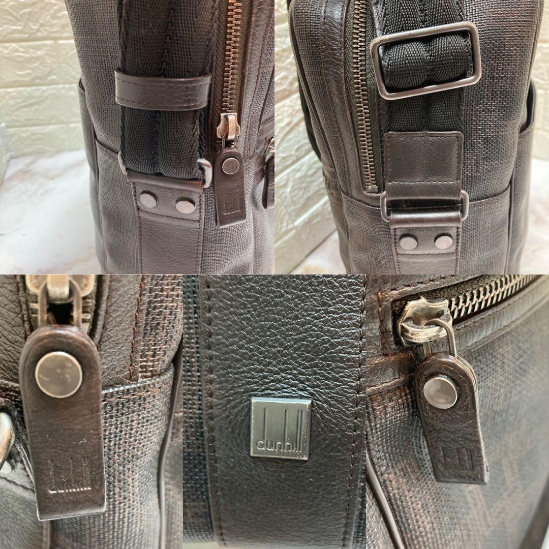 Dunhill D-Eight Brown PVC Leather Shoulder Business Bag 33cm