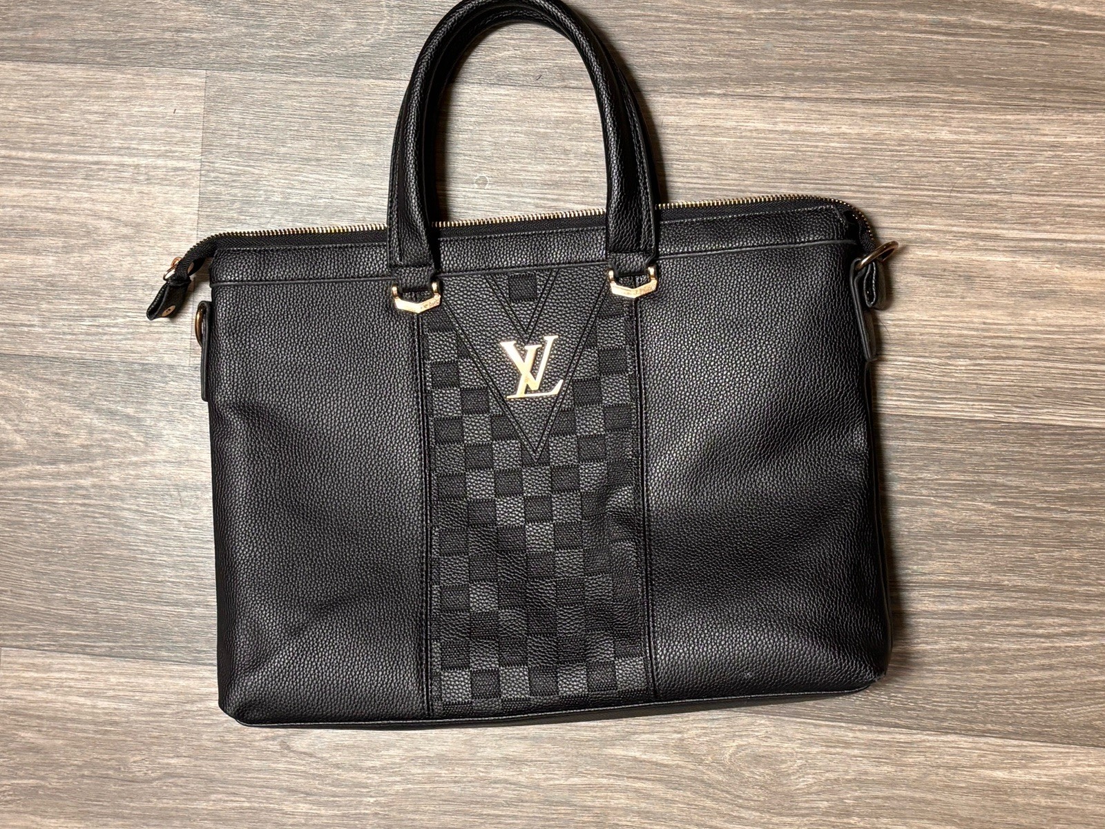 Louis Vuitton Damier Checkered Black Men’s Briefcase Zip Double Handles Pockets