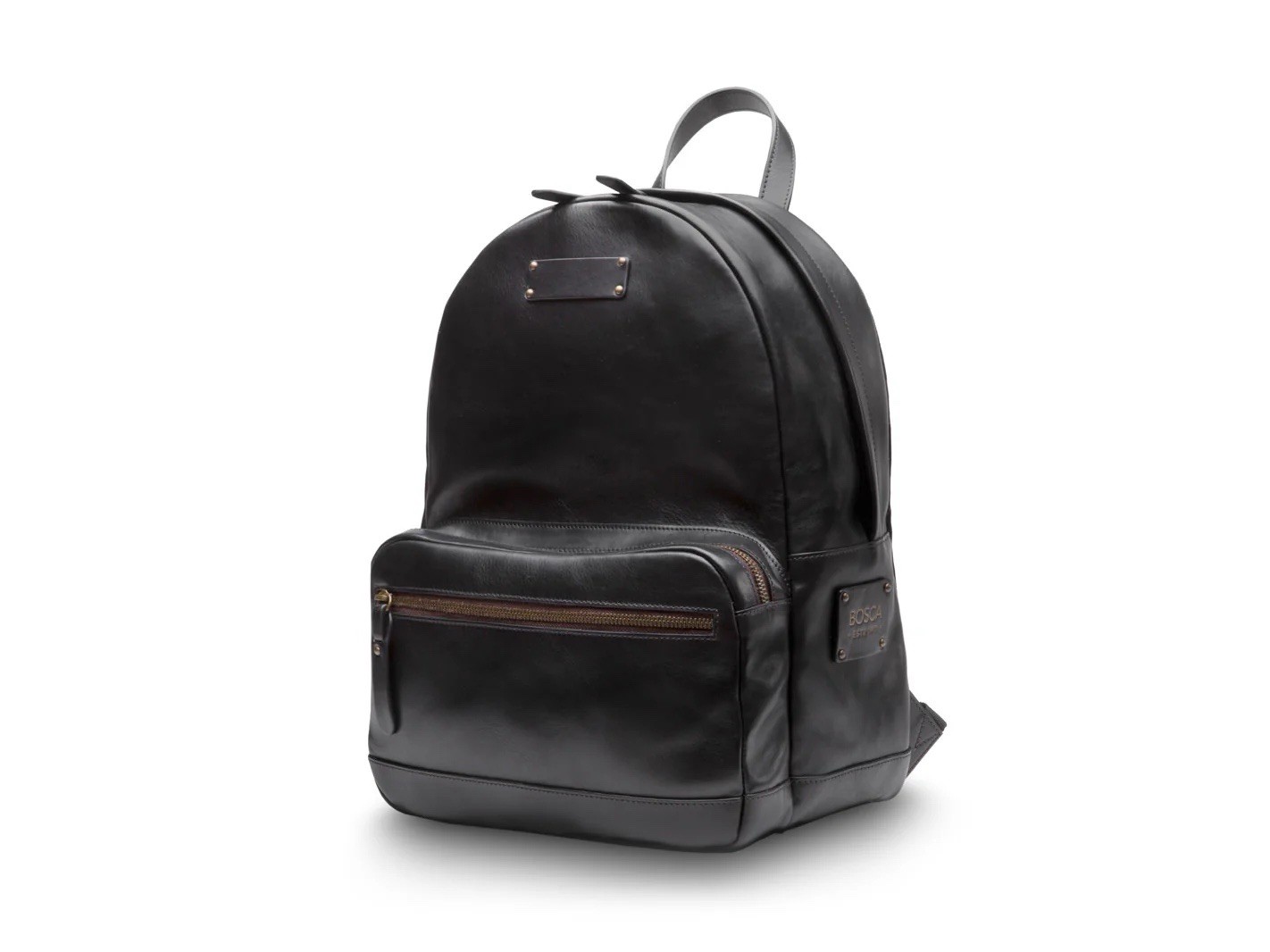 Bosca Dolce Crosby Backpack Black Italian Leather Laptop Bag Travel Work