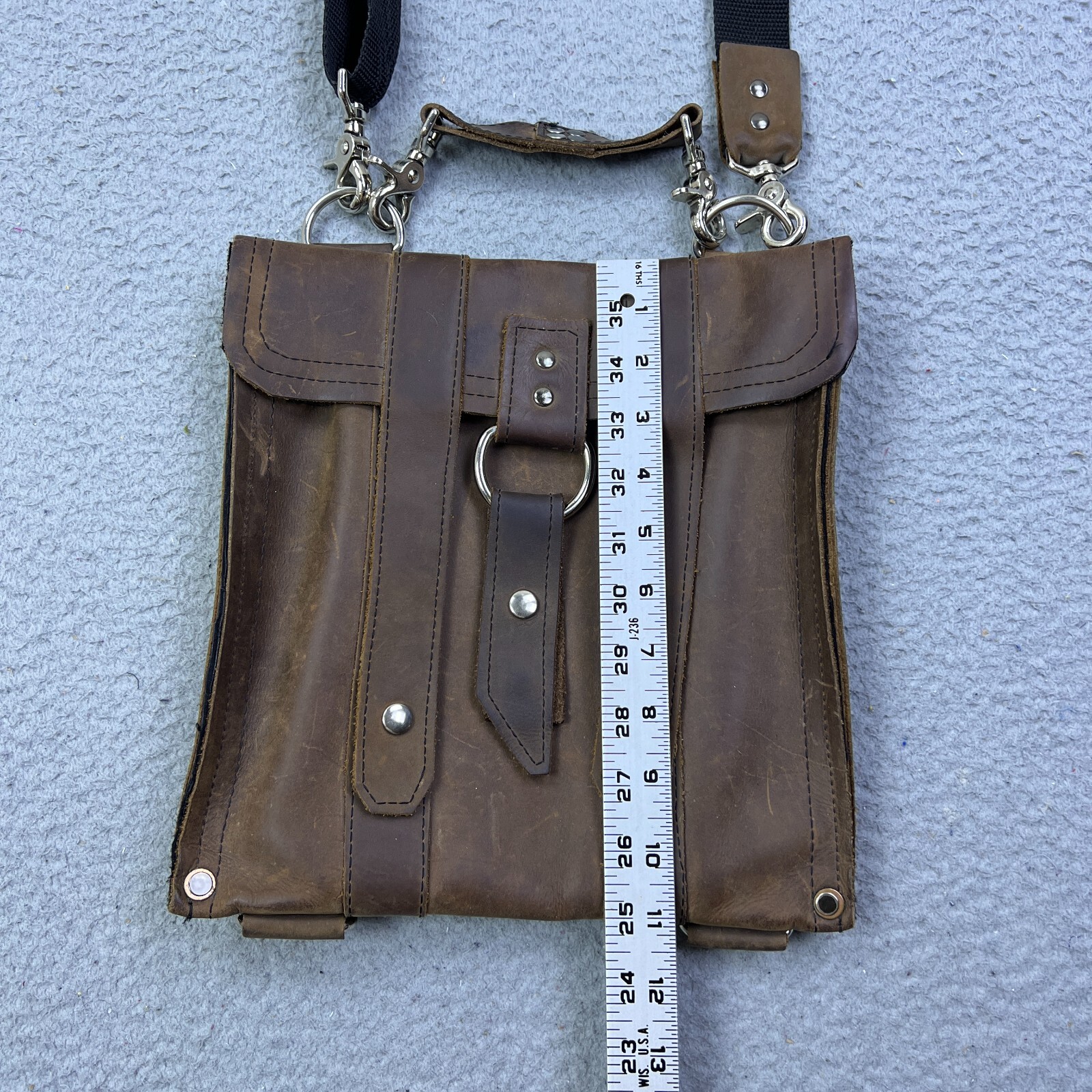Copper River Bag Baxter Distressed Leather 10″ Brown Crossbody Strap Made in USA