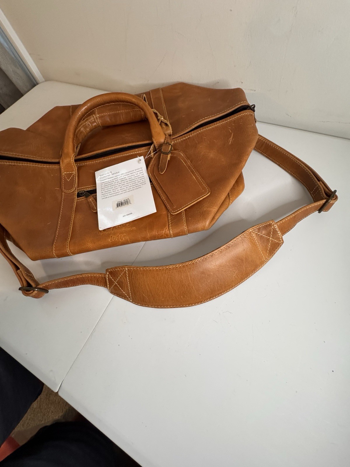 Boulder Canyon Leather Overnight Duffel Tan Cow Logo New w/Tags NWT