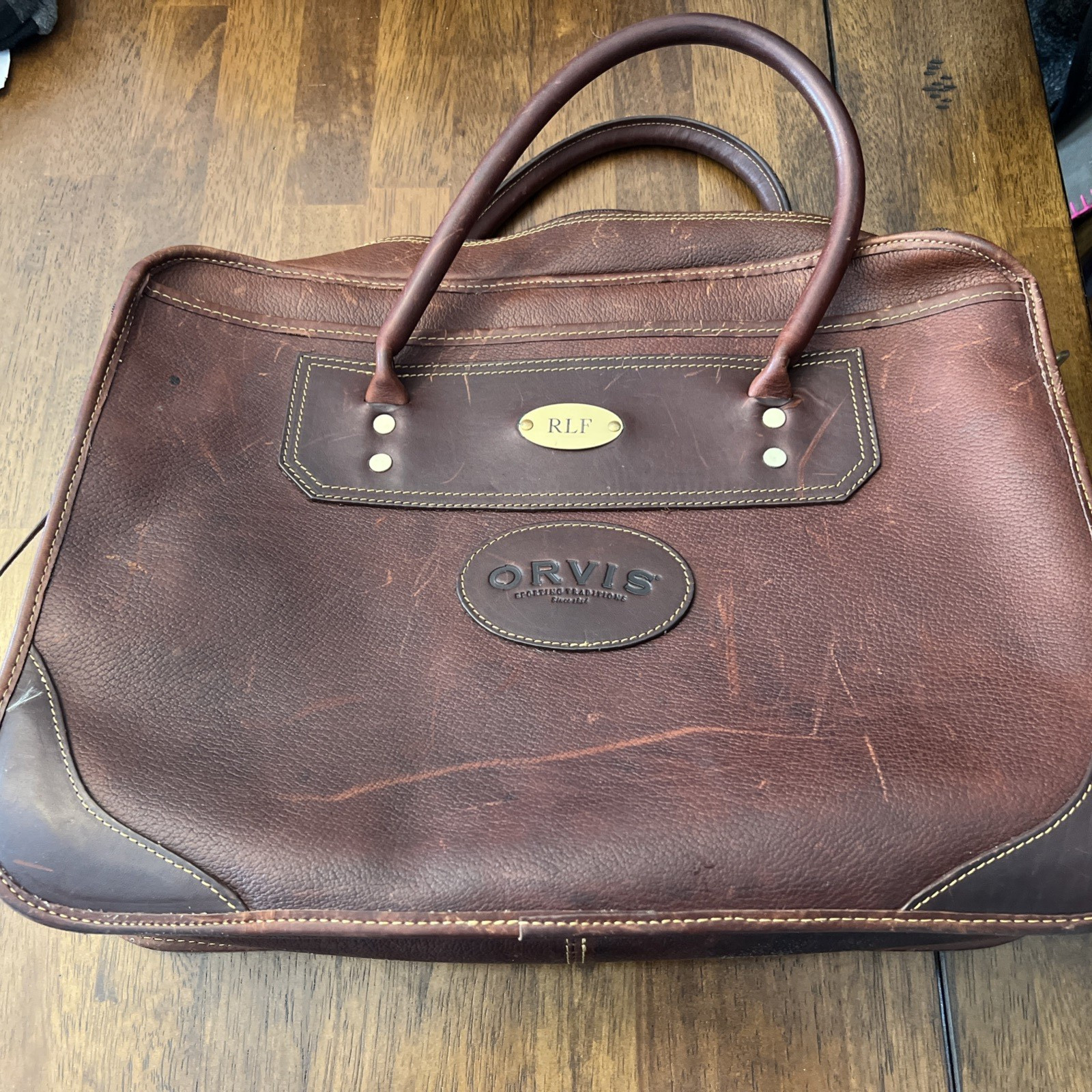 Vintage Orvis All Leather Briefcase Messenger Bag Satchel Laptop