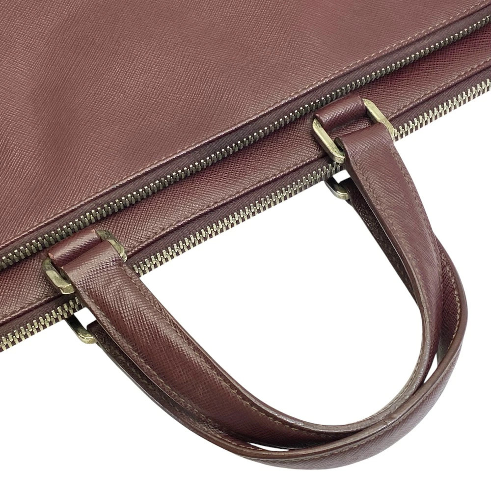 PRADA Business Bag Briefcase Handbag Triangle Logo Saffiano Leather Bordeaux