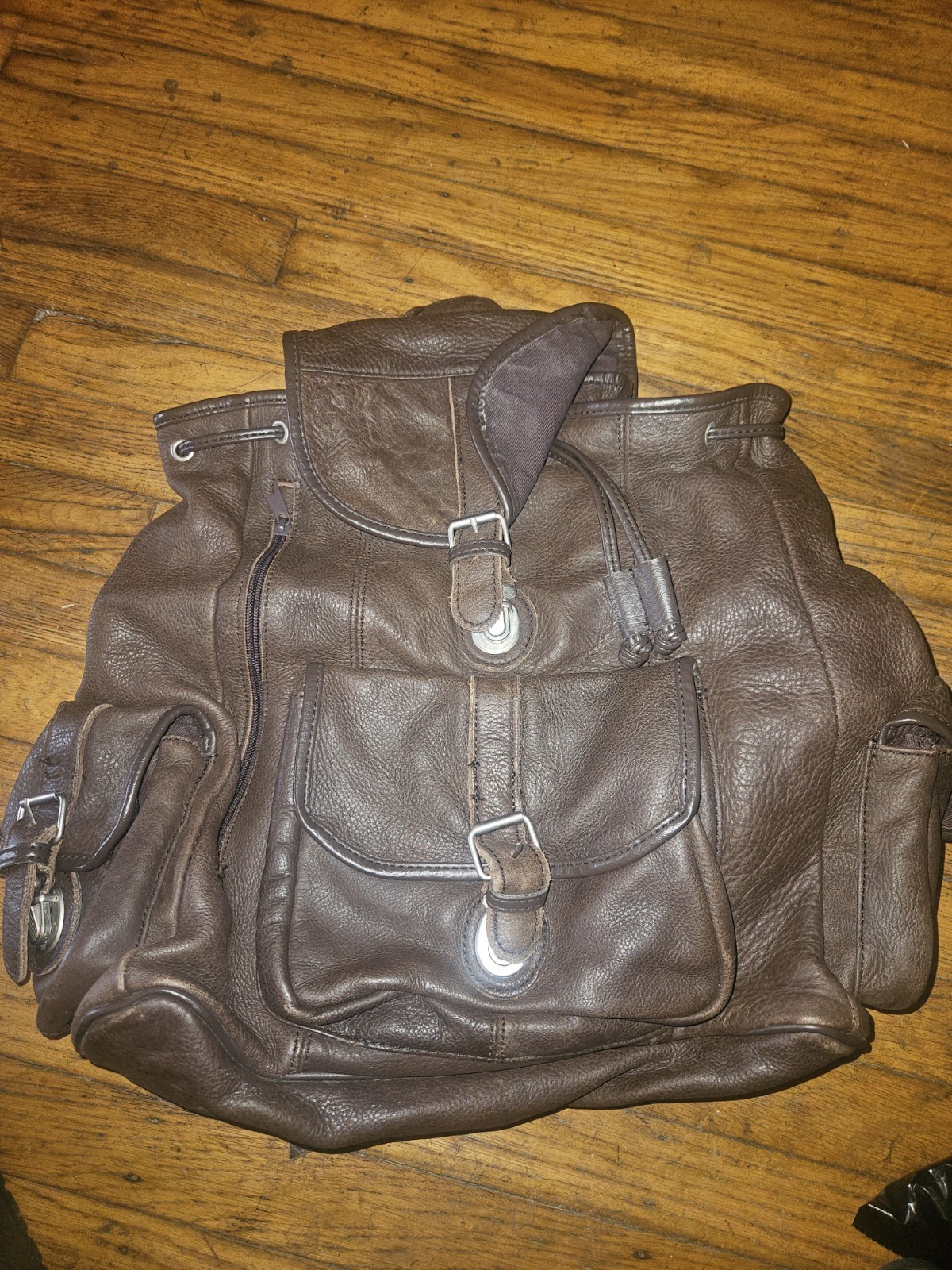 Vintage Marlboro Unlimited Leather Backpack Brown Cowhide Rucksack 90s